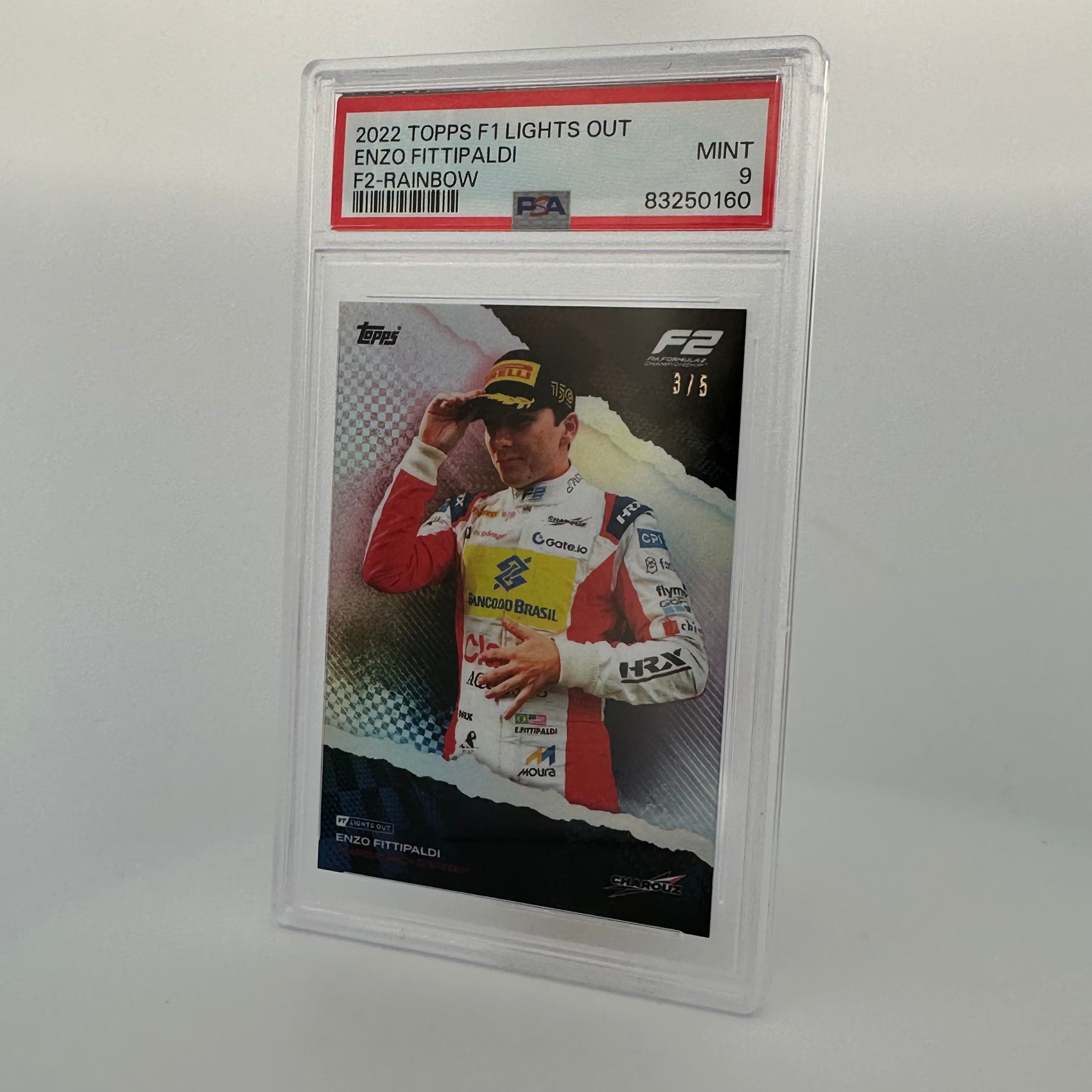 PSA 9 Enzo Fittipaldi F2 Rainbow Parallel Trading Card - Rare Collectible for Motorsport Fans & Card Investors | Perfect for Display, Trading, and Portfolio Diversification