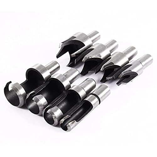 8-Piece Wood Plug Cutter Drill Bit Set - Straight & Tapered Chamfer Bits for Woodworking, DIY Projects | Perfect for Cabinet Making, Furniture Repair & Wood Joinery