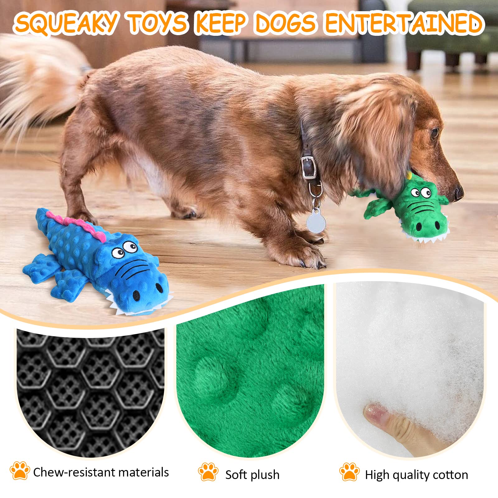 Durable Squeaky Plush Dog Toys with Crinkle Sound - Interactive Chew Toys for Puppy Teething, Small, Medium & Large Dogs - Perfect for Training, Anxiety Relief & Boredom Reduction - Ideal for Indoor Play, Outdoor Fetch & Crate Training