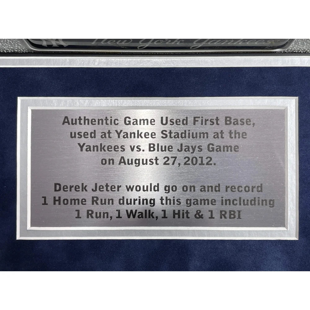 Authentic Derek Jeter Game-Used NY Yankees Base with Steiner COA - MLB Memorabilia 8/27/12 - Perfect for Yankees Fans, Sports Collectors & Man Cave Decor