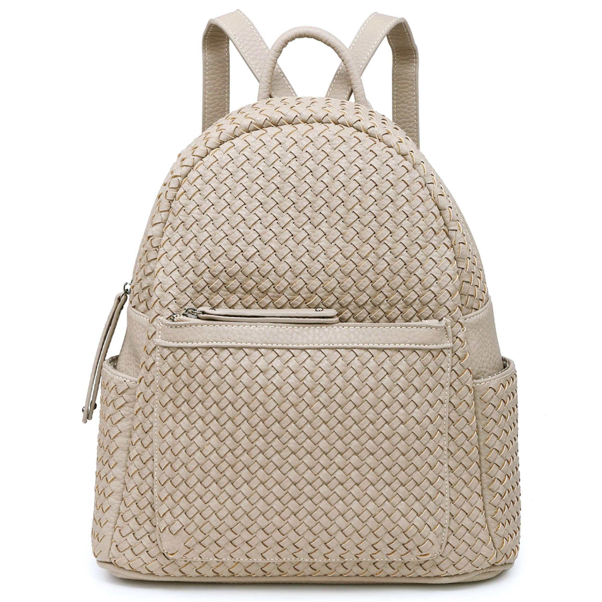 Stylish Woven Backpack for Women - Trendy Large Beige Daypack Purse, Fashionable Travel Backpack for Work, School & Vacation Outfits | Perfect for Commuting, College & Weekend Getaways
