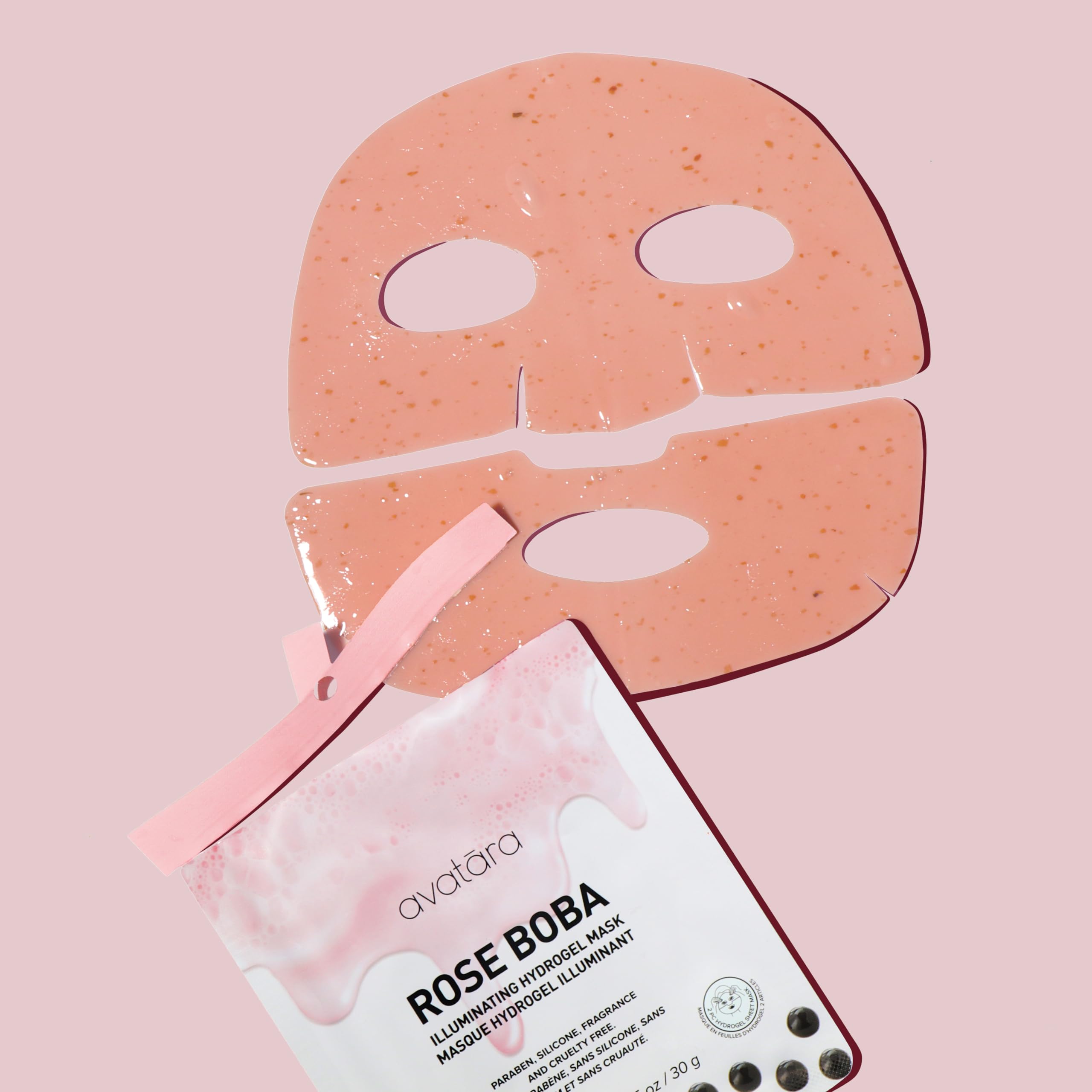 Avatara Rose Boba Hydrogel Mask - Cooling Facial Mask for Glow & Hydration - 2-Piece Set with Niacinamide & Rose Extract (30g) - Perfect for Spa Nights & Self-Care Routine
