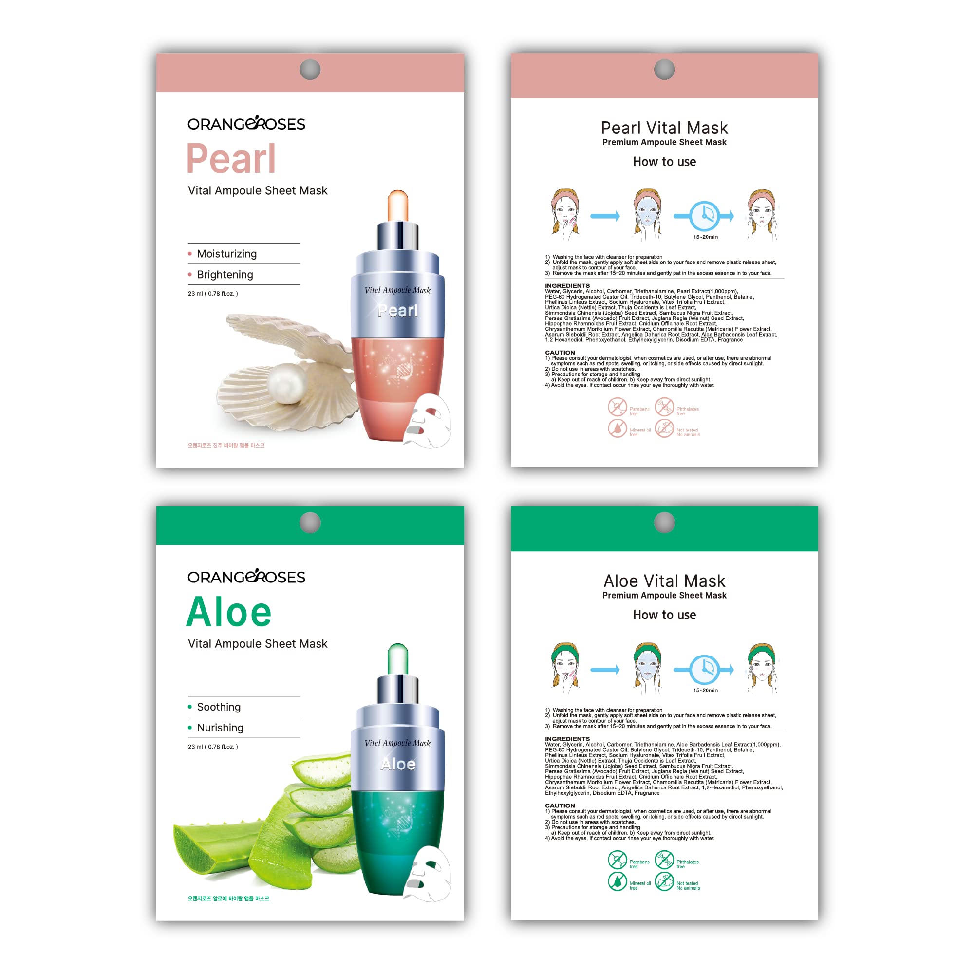 Orangeroses 13-Piece Korean Vital Ampoule Sheet Mask Set - Hydrating, Anti-Wrinkle & Brightening Facial Skincare | New Upgraded Formula for Daily Skincare Routine | Perfect for Dry Skin, Night Care & Glow Boosting