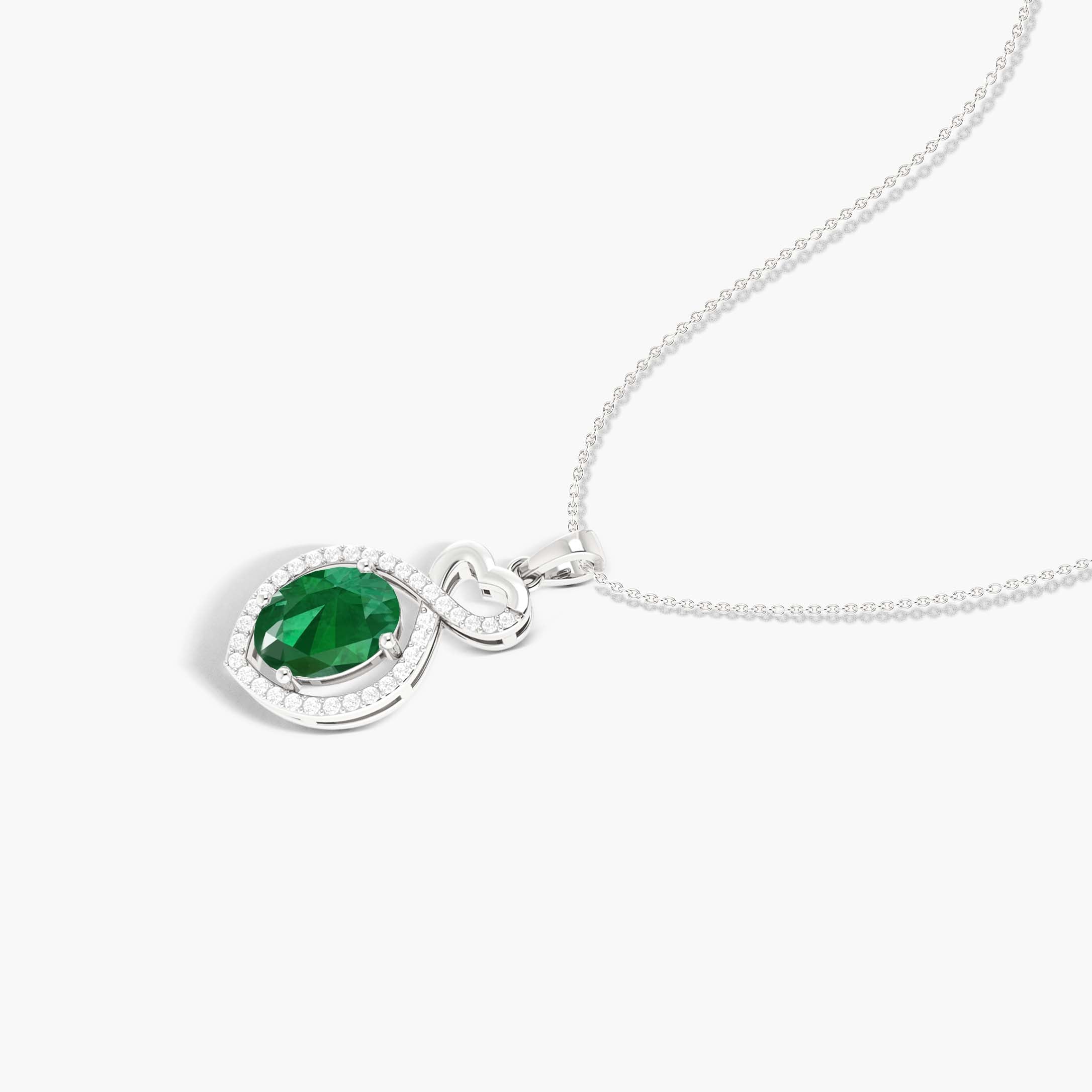 Exquisite Emerald Halo Infinity Pendant Necklace - Elegant Jewelry Gift for Women, Perfect for Anniversaries, Weddings & Special Occasions