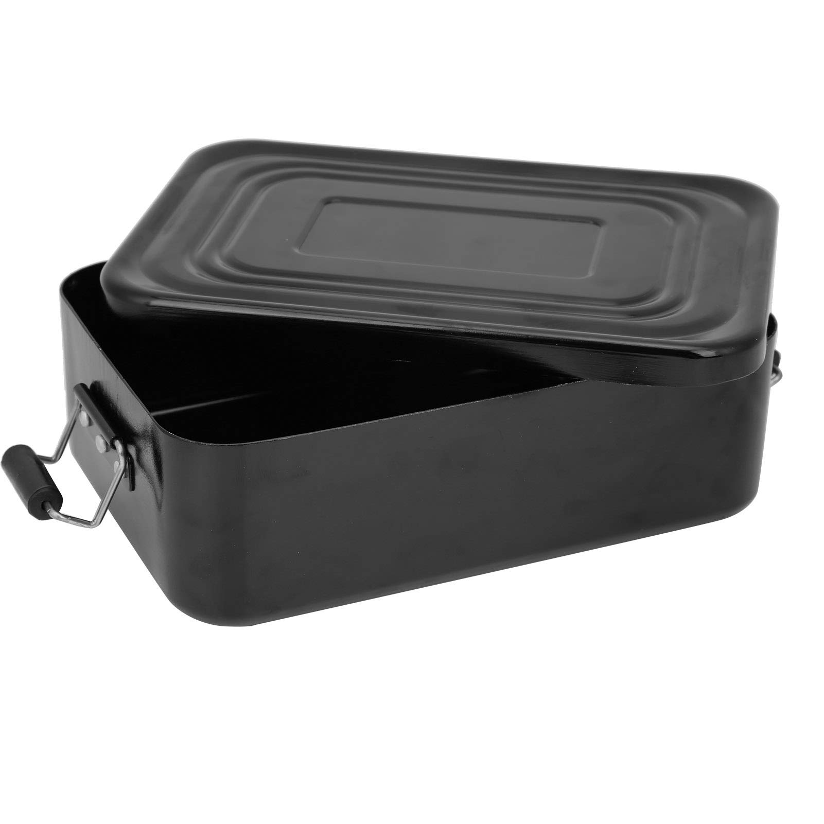 Eco-Friendly Food Grade Aluminum Rectangular Lunch Box - Leak-Proof Bento Container with Sliding Lock & Removable Silicone Seal - Ideal for Travel, Camping, Picnic & Office Lunch (Black) - Durable Meal Prep Solution for Adults & Kids