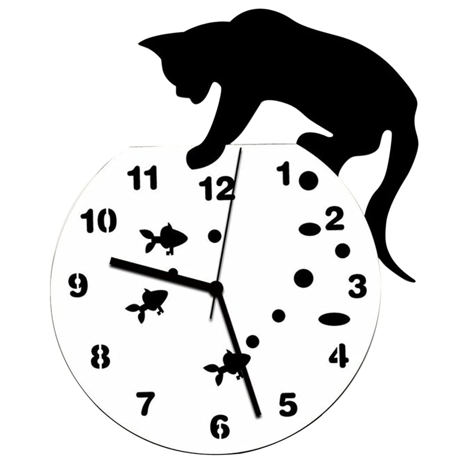 Modern Acrylic Wall Clock with Cat Design - Digital Kitchen Thermometer & Probe - Perfect for Home Decor, Watch Display, and BBQ Cooking - One Size