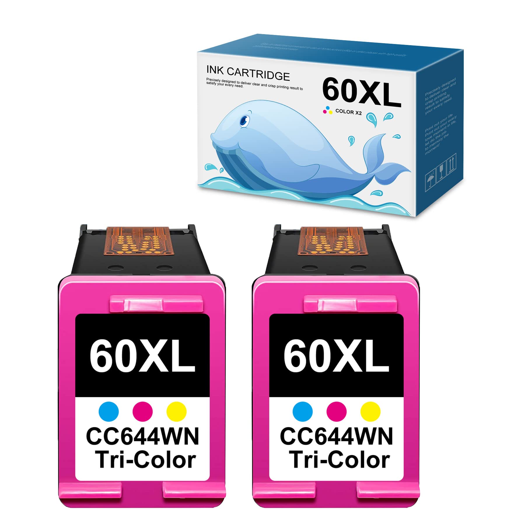 Beituoink 2 Pack 60XL CC644WN Remanufactured Ink Cartridges - High Yield Replacement for HP D2530 D2545 D2560 D2680 D5560 F2420 D1660 D2660 F2430 F2440 F4224 F4240 F4280 F4435 F4440 Printers - Perfect for Home & Office Printing Needs