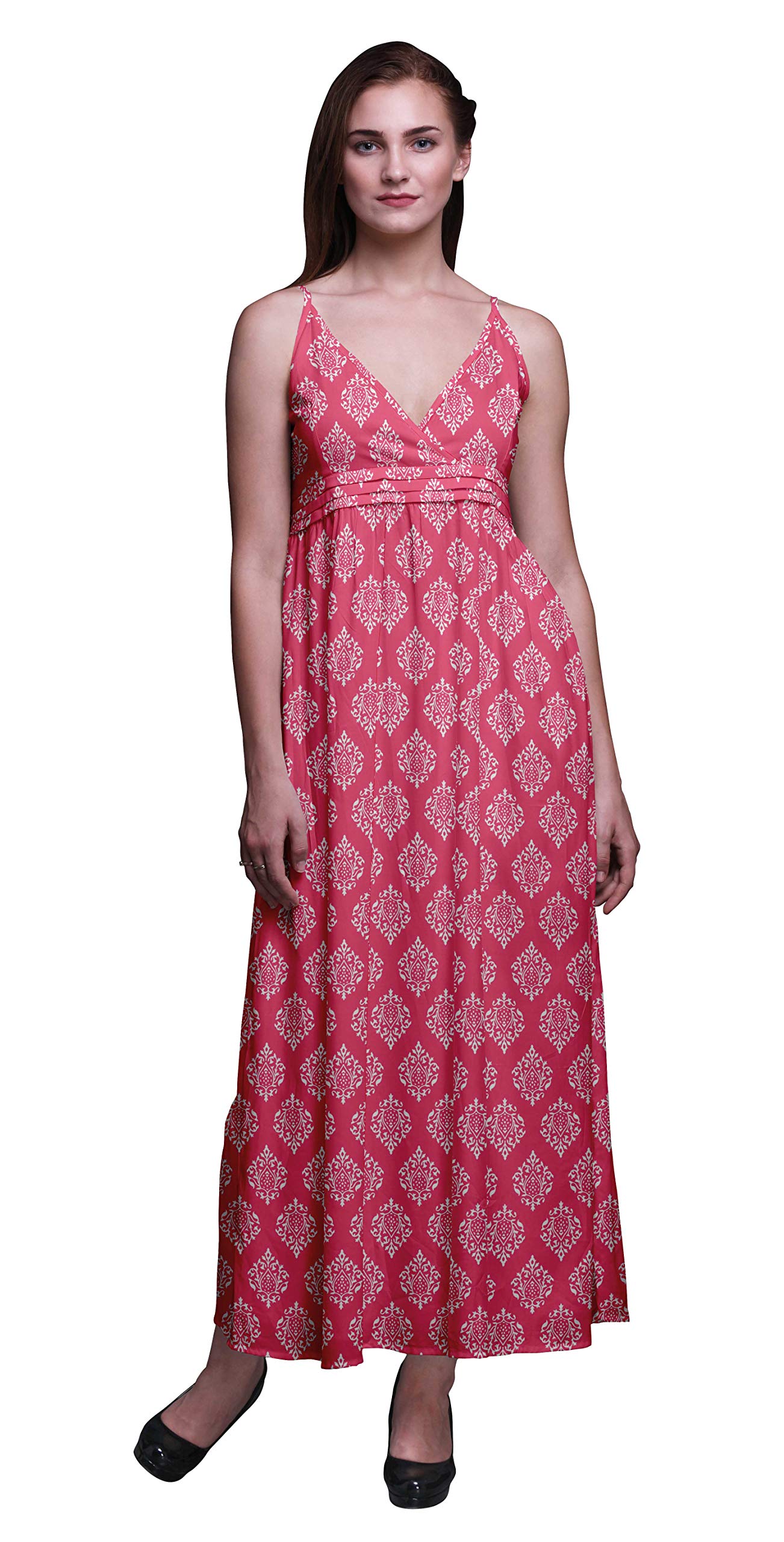 Bimba Women's Bohemian Printed Sleeveless Long Maxi Dress - Strappy Summer Beach Cover Up for Vacation, Pool Party & Tropical Getaway