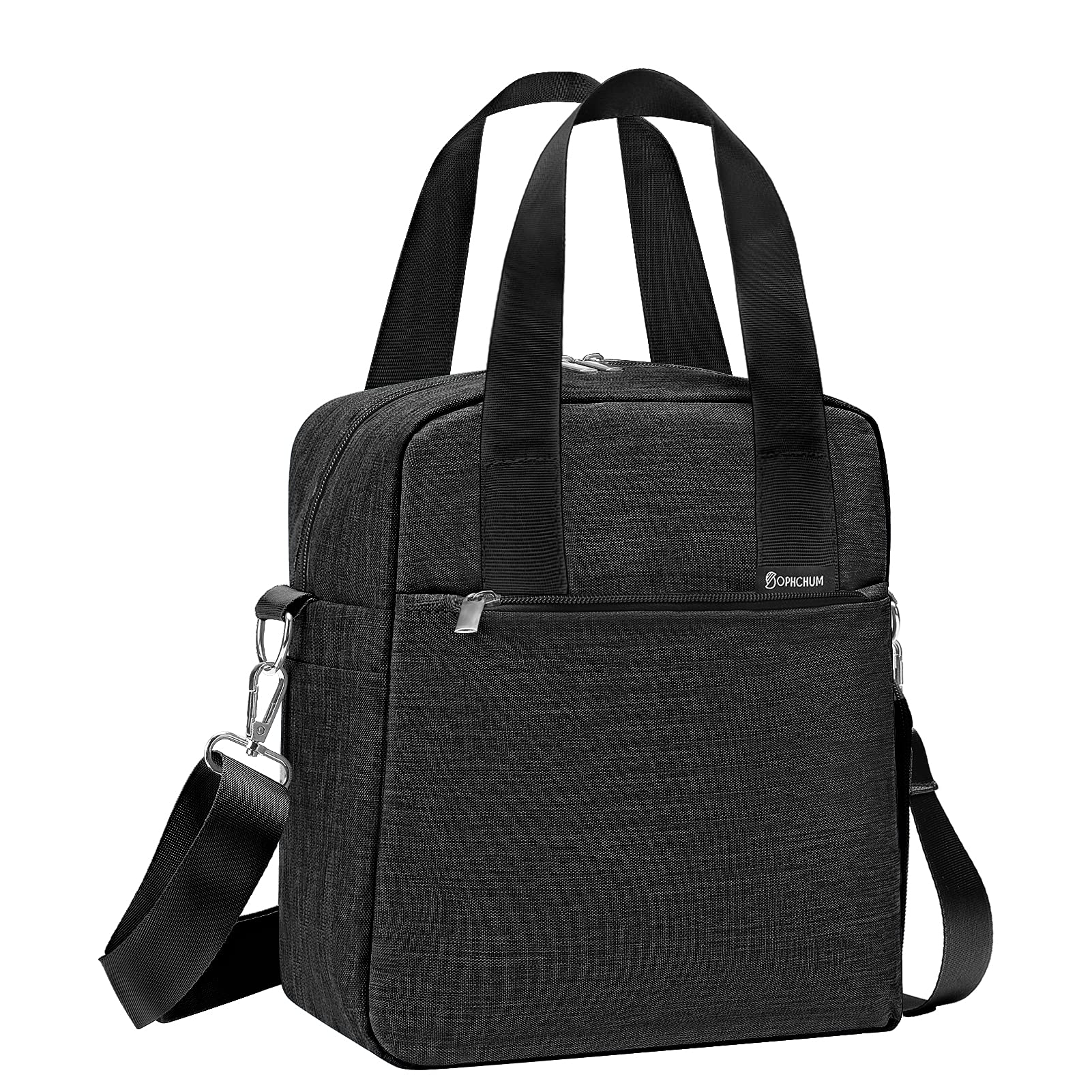 Sophchum 10L Insulated Lunch Bag for Adults - Soft Cooler Backpack & Tote Messenger Bag for Women & Men - Perfect for Work, School, Picnics & Outdoor Activities - Shadow Black