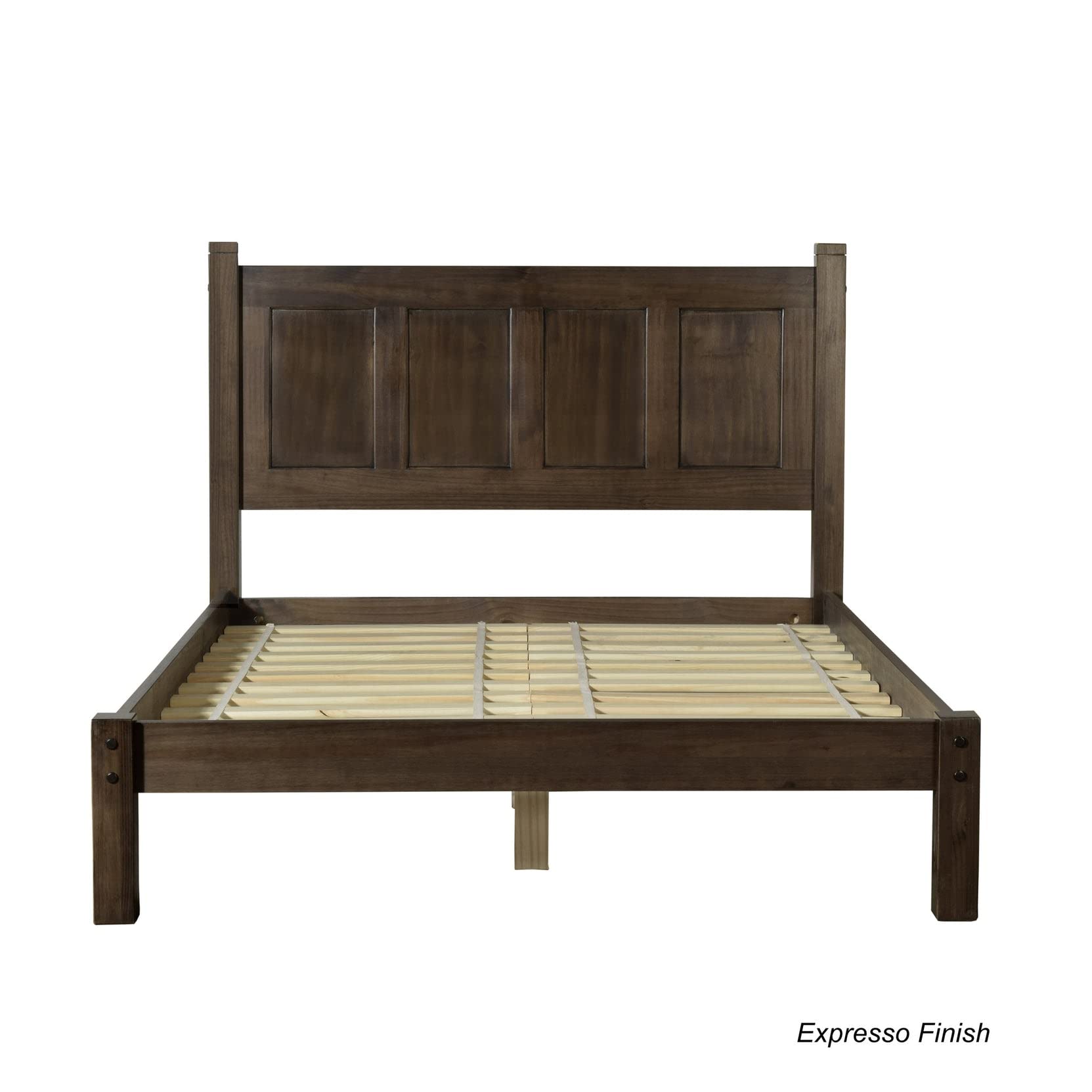 Shaker Style Solid Wood Platform Bed - Queen Size in Espresso Finish | Grain Wood Furniture for Bedroom | Durable & Stylish Modern Bed Frame