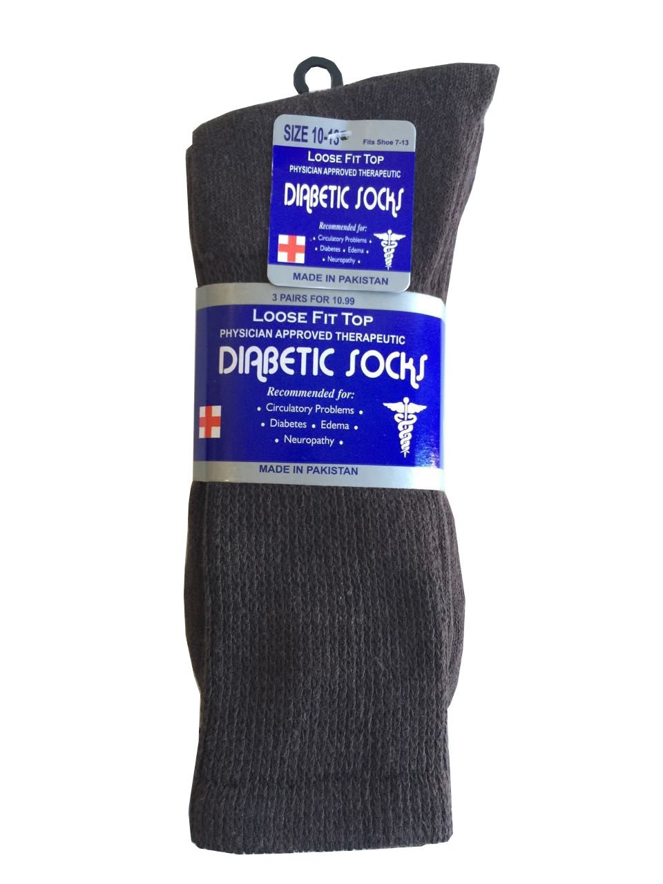 J&J Diabetic Crew Socks for Men - 3, 6, or 12 Pairs - Cotton Circulation Socks for Foot Health - All Sizes - Ideal for Diabetes, Swelling & Daily Comfort