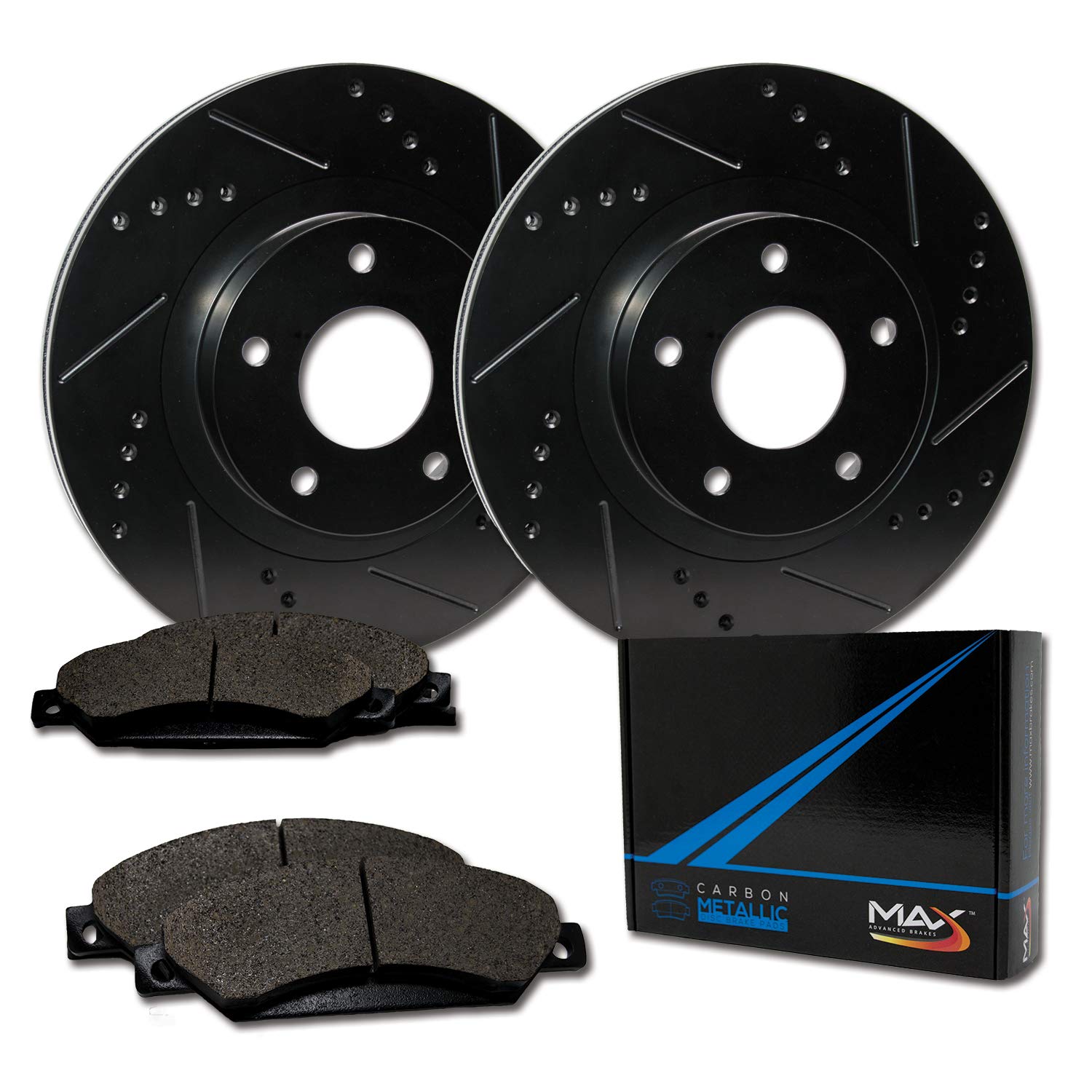Max Brakes Elite XDS Rotors with Carbon Metallic Pads TA039081 - High Performance Brake Rotor Kit for Cars, Trucks & SUVs - Perfect for Daily Driving, Racing & Heavy-Duty Use
