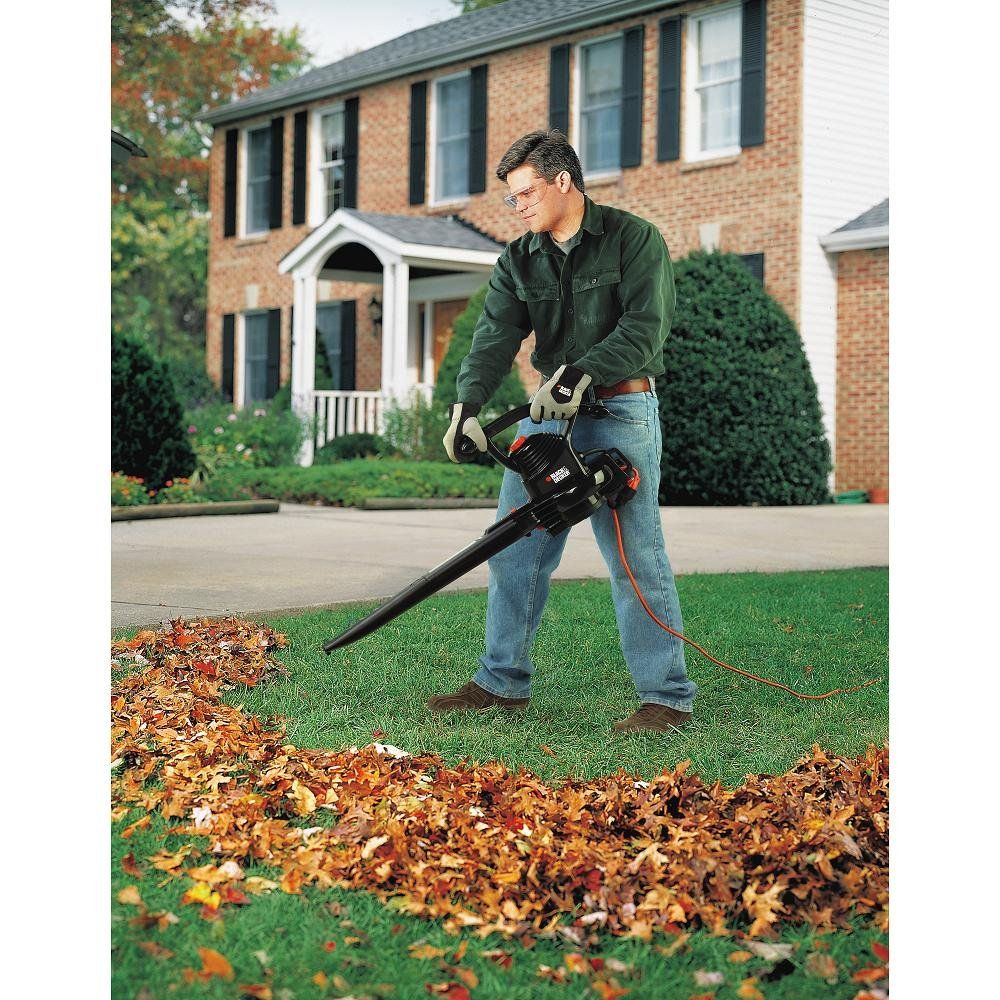 BLACK + DECKER BV3100 12 Amp 3-in-1 Electric Leaf Blower, Vacuum & Mulcher - Powerful Yard Cleanup for Leaves, Grass Clippings & Debris | Ideal for Driveways, Patios & Lawn Maintenance