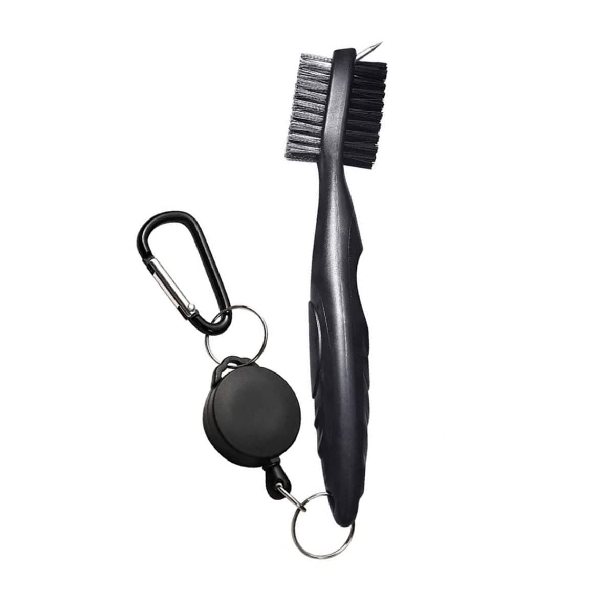 Premium Golf Club Groove Brush Cleaner - Dual Bristle Golf Accessories Cleaning Tool with Retractable Zip-line & Aluminum Carabiner - Perfect for Golf Bag Organization & On-Course Club Maintenance