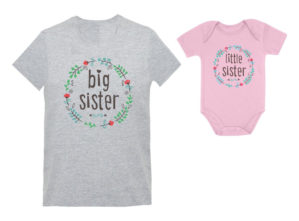 Tstars Big Sister & Little Sister Matching Shirts Set - Cute Sibling Outfits for Girls - Perfect for Family Photos, Birthday Parties & Twin Sister Gifts