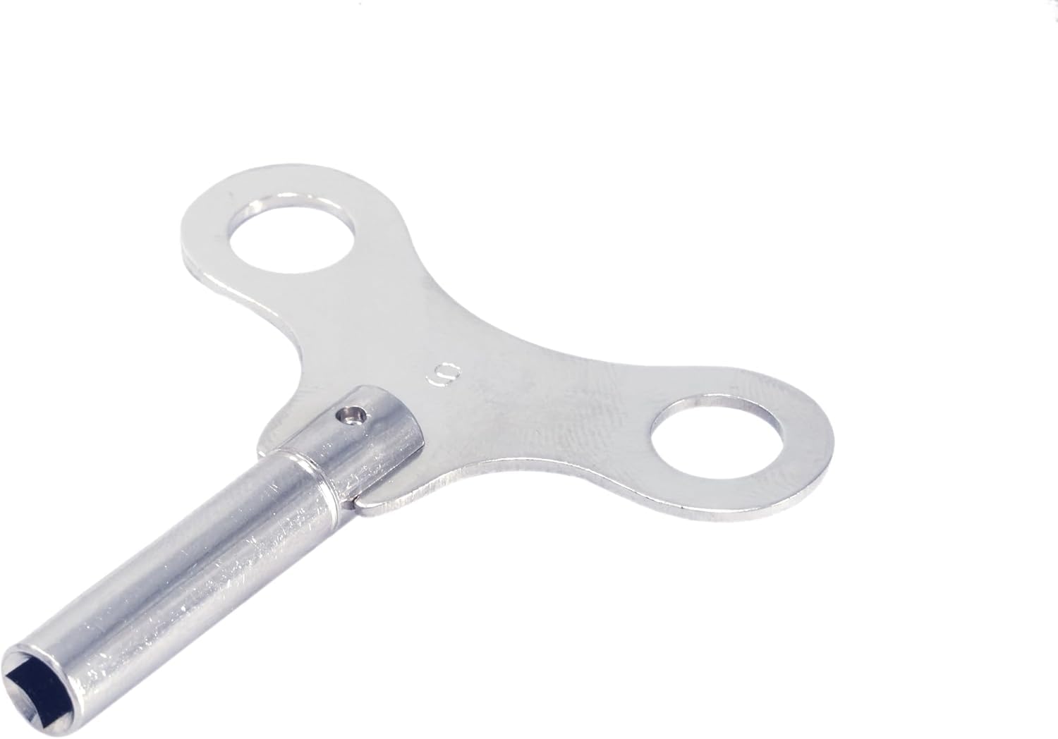Nickel Plated Solid Brass Clock Winding Key Tool - No. 7-04mm I.D. for Hermle, Hamilton, Ridgeway, Howard Miller & Seth Thomas Mechanical Clocks | Perfect for Antique Clock Repair, Maintenance & Timekeeping