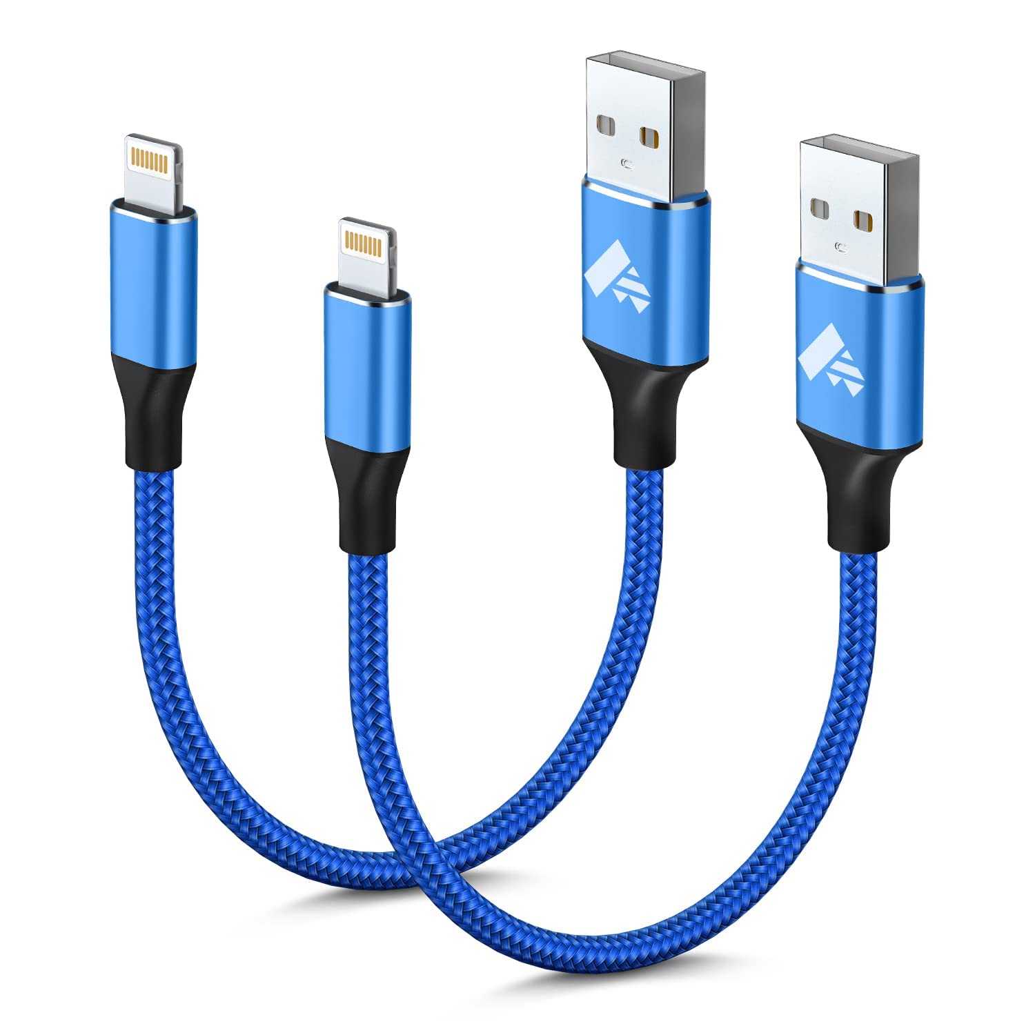 2-Pack 50CM Short Lightning Cable MFi Certified - Fast Charging Braided iPhone Charger Cable Compatible with iPhone 14/13/12/11/Pro Max/XR/XS/8/7/6 Plus/SE - Perfect for Travel, Car & Bedside Charging