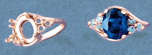Solid Sterling Silver or 14kt Gold 8x6mm to 12x10mm Oval Ring Setting with 6 Accent Swirls - Pre-Notched Size 7 (163668/143668) - Perfect for Engagement Rings, Wedding Bands & Jewelry Making