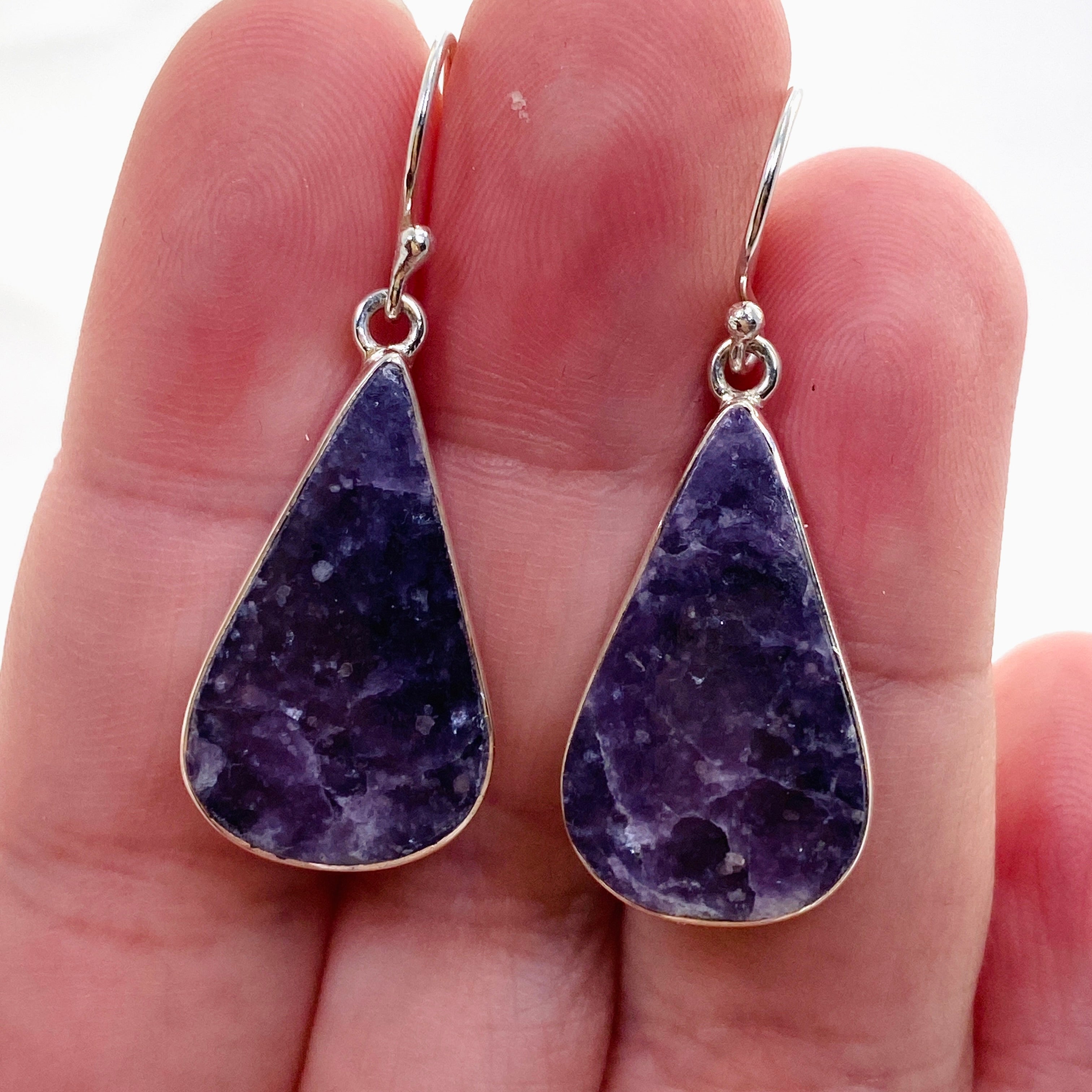 Natural Lepidolite Teardrop Cabochon Earrings KEGJ1523 – Healing Crystal Jewelry for Stress Relief & Positive Energy – Perfect for Meditation, Yoga & Spiritual Healing