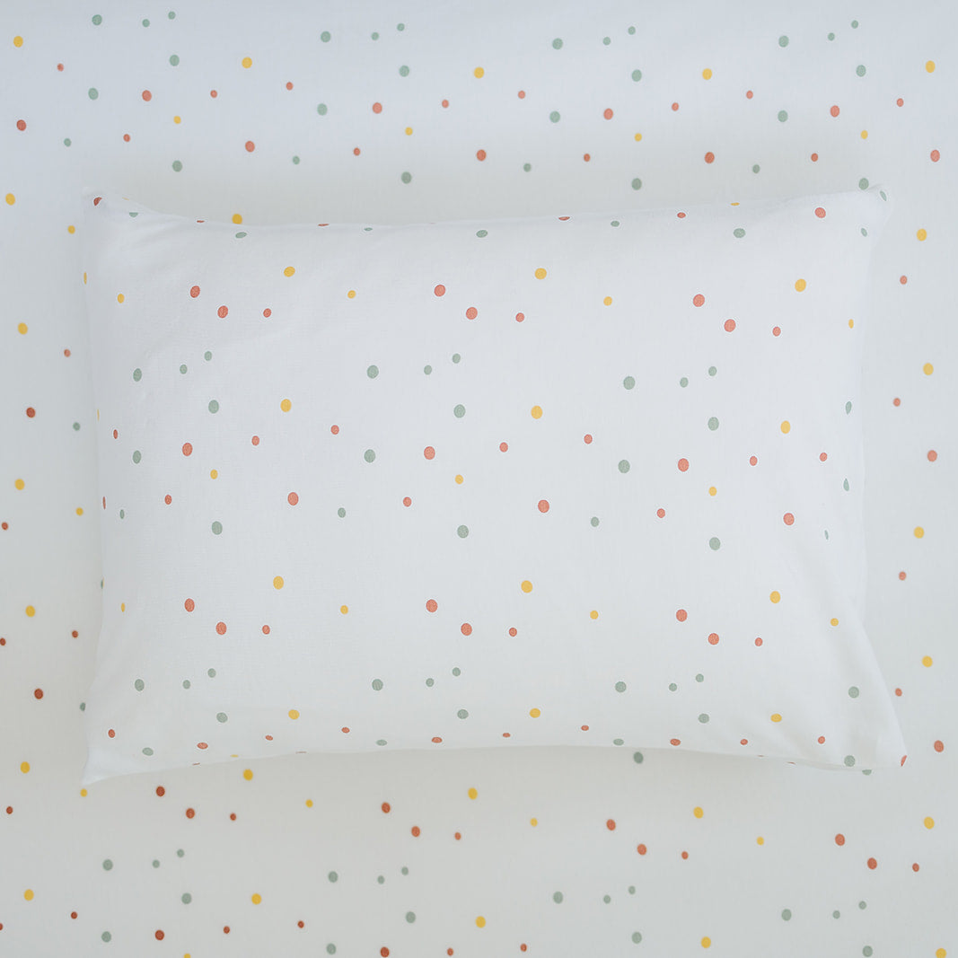 Ecolino® 100% Organic Cotton Pillowcase Set (2 Pack) - Soft & Breathable Oat & Dots Design for Bedroom, Hotel, Travel & Home Decor