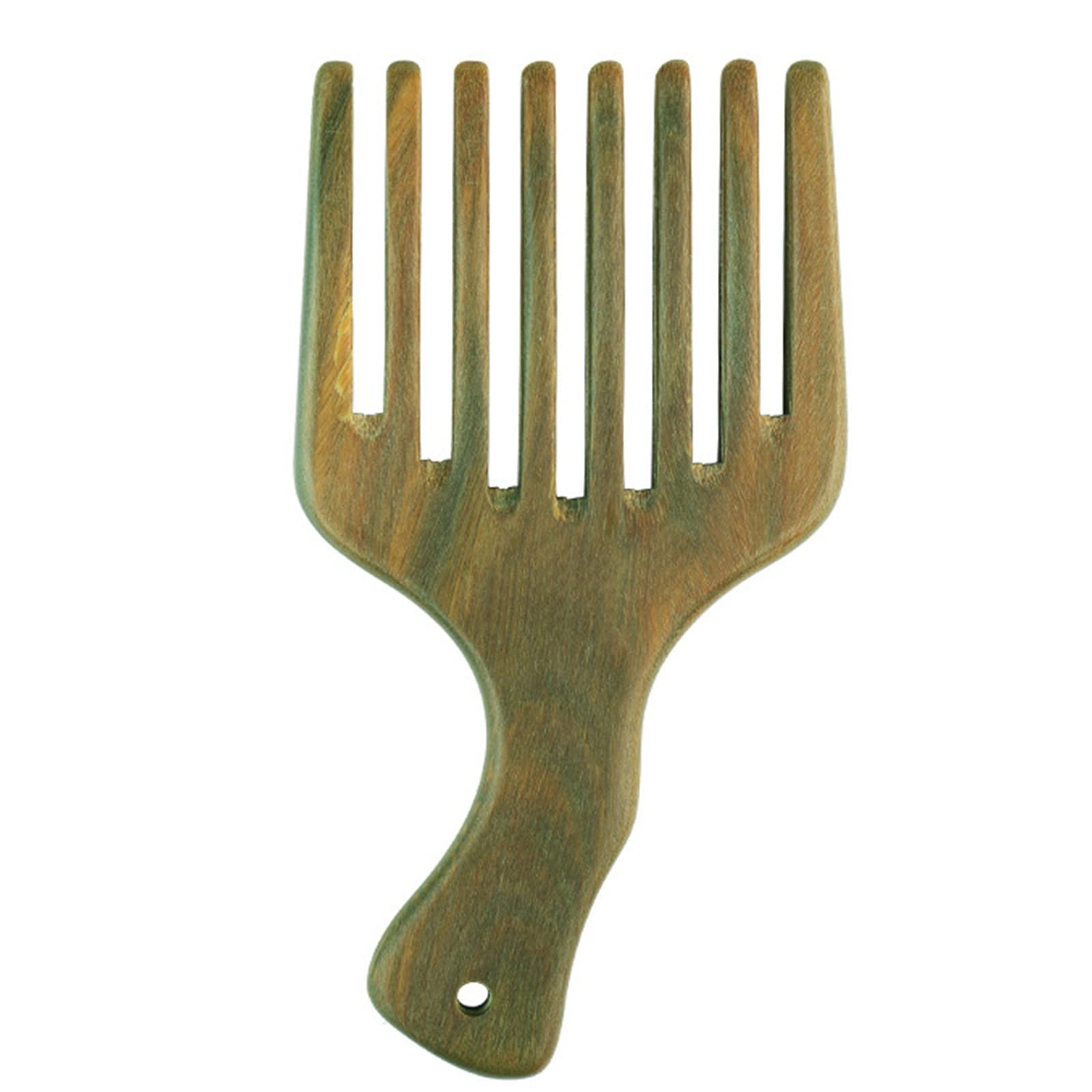 Premium Natural Green Sandalwood Hair & Beard Comb - Handcrafted from Single Piece Wood with Ergonomic Handle - Perfect for Styling, Detangling & Scalp Massage at Home or Salon