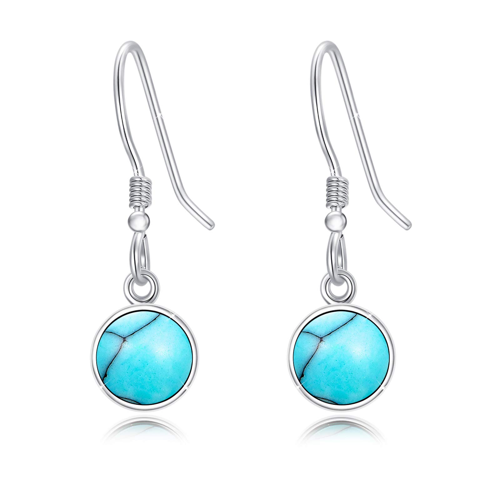 925 Sterling Silver Turquoise Small Hoop Earrings - Hypoallergenic Huggie Hoops for Women, Round Shape Jewelry Gift for Mom Wife Girlfriend - Perfect for Sensitive Ears, Everyday Wear & Special Occasions