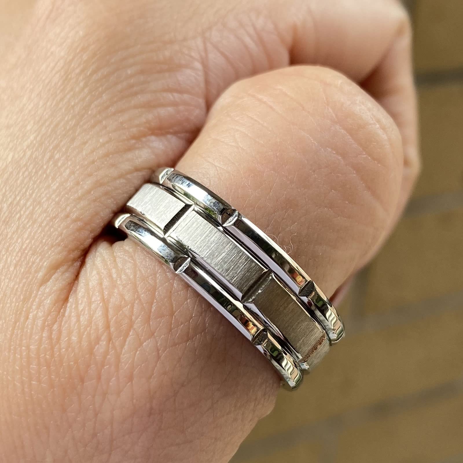 Titanium Men's Wedding Ring - Silver Gold Brushed Steel for Engagement & Gifts (8-13)