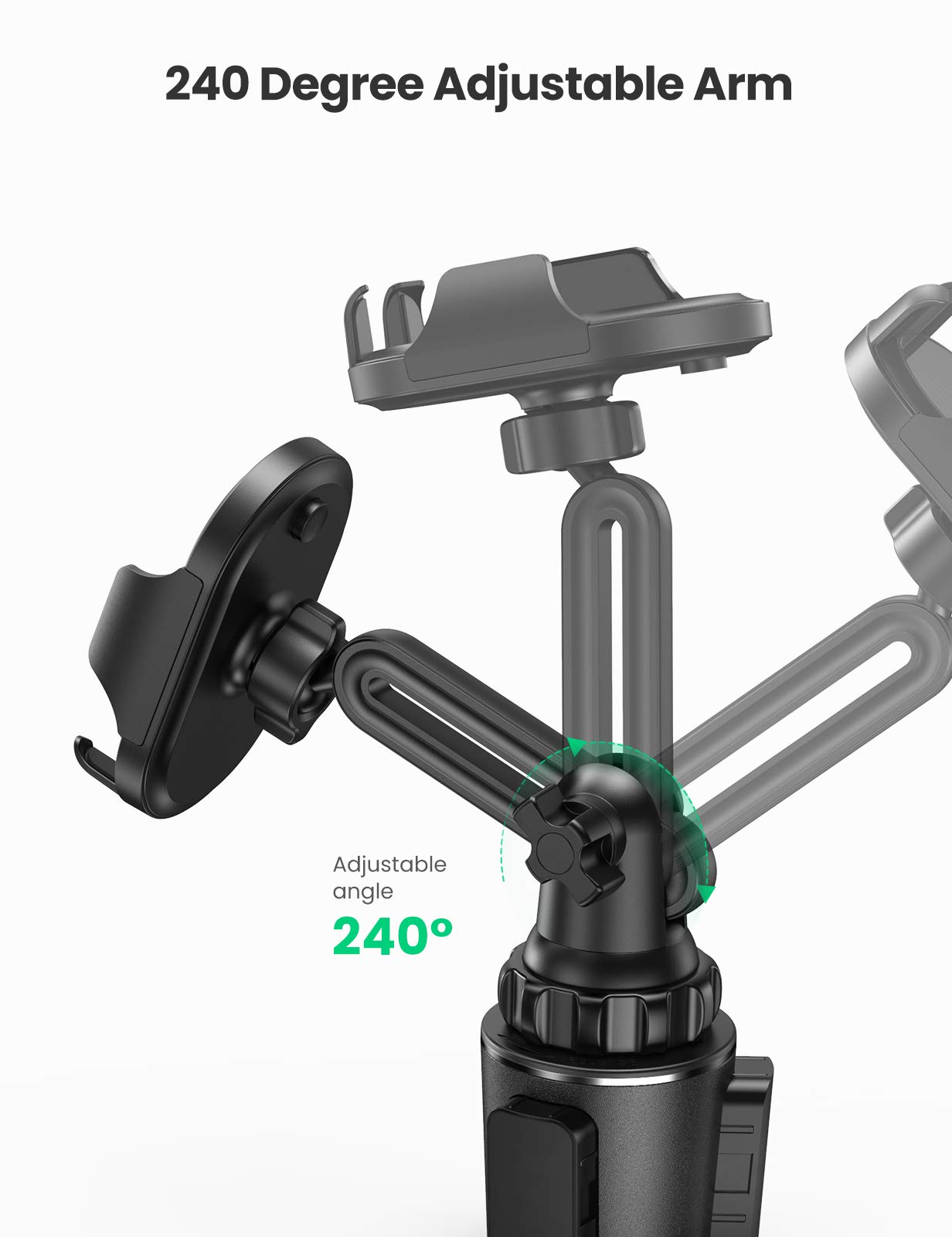 UGREEN Car Cup Phone Holder - Expandable Base Phone Mount for iPhone 14 Pro Max/13 Mini/13 Pro/12 Mini/12 Pro Max/11 & Samsung Note 20/10/9/S20/S10/S9/S8 - Secure Hands-Free Driving Accessory for Commuters & Road Trips