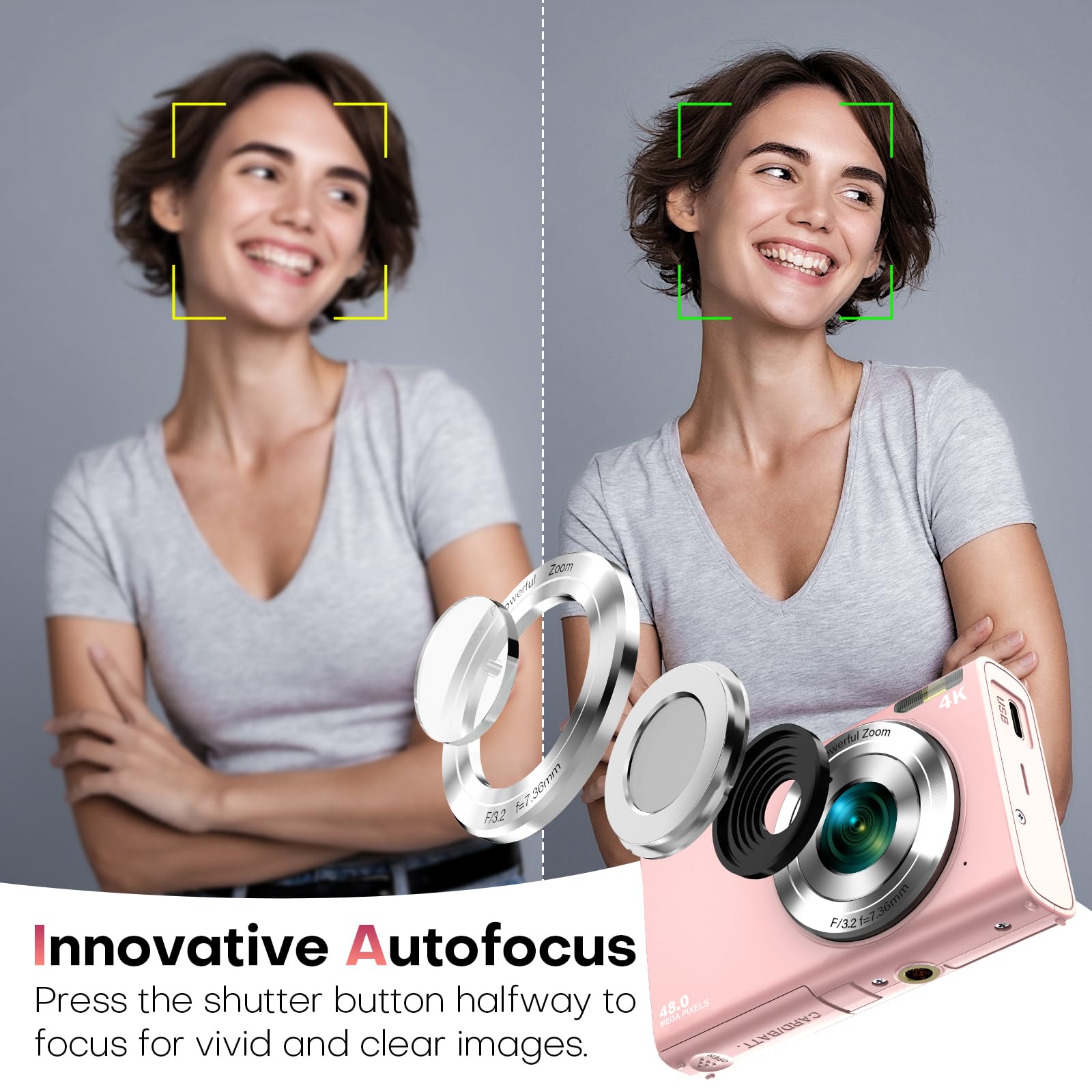 4K Autofocus Digital Camera with 32GB SD Card, 48MP HD, 2.8