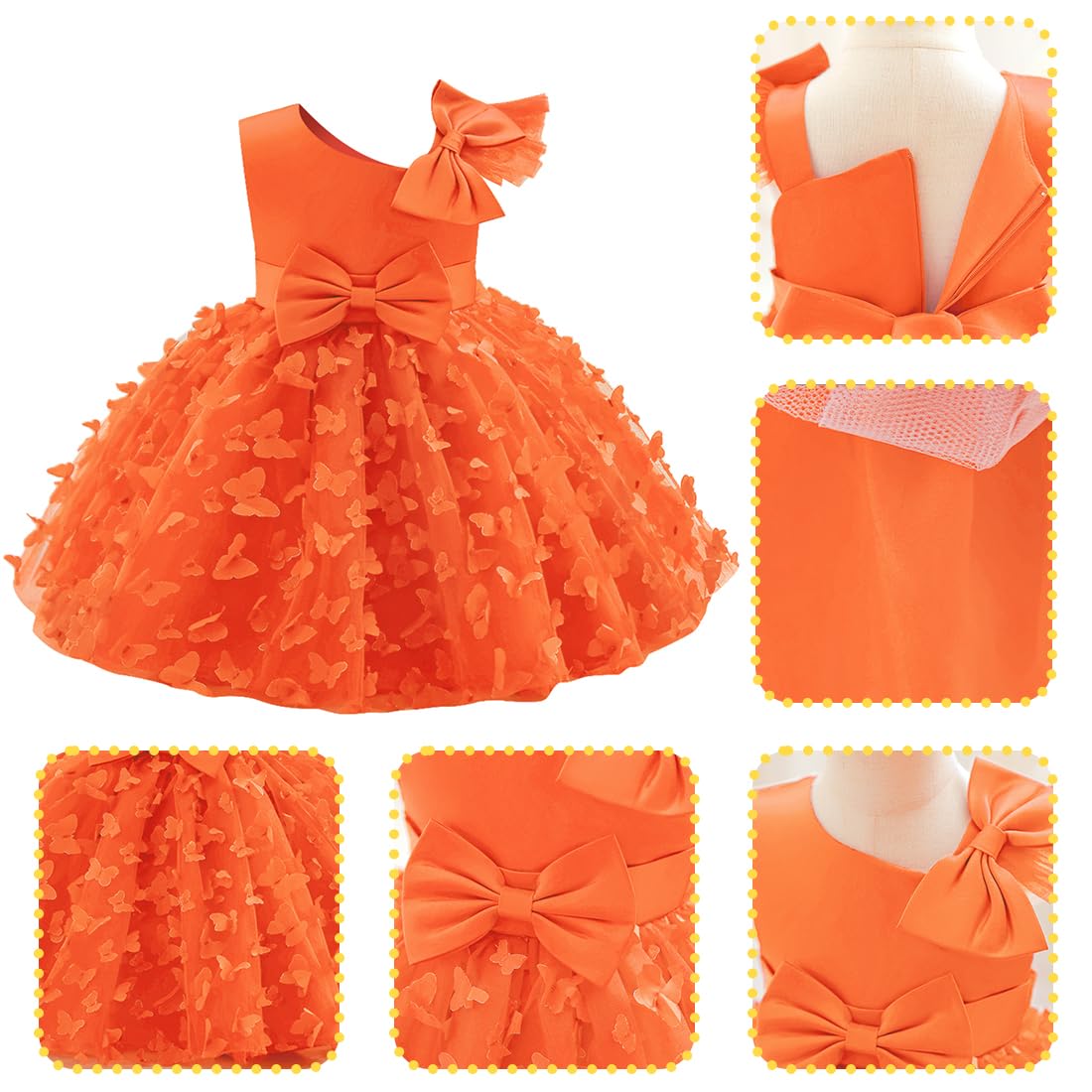 Butterfly Tutu Dress for Toddler Girls - Princess Flower Girl Wedding Pageant Birthday Party Outfit with Bowknot | Perfect for Special Occasions, Photo Shoots & Dress-Up Play