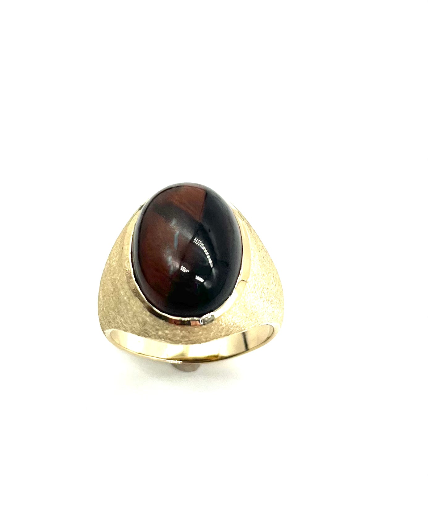 Men's Tiger Eye Cabochon Ring - Handmade Sterling Silver Statement Jewelry for Gifts & Spiritual Healing