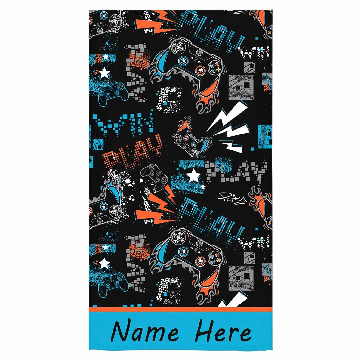 Personalized Gaming Beach Towels for Kids & Adults - 30x60 Inch Custom Name & Joystick Logo Pool, Bath, Summer Travel Towel - Perfect for Beach Vacations, Swimming Pools & Spa Days