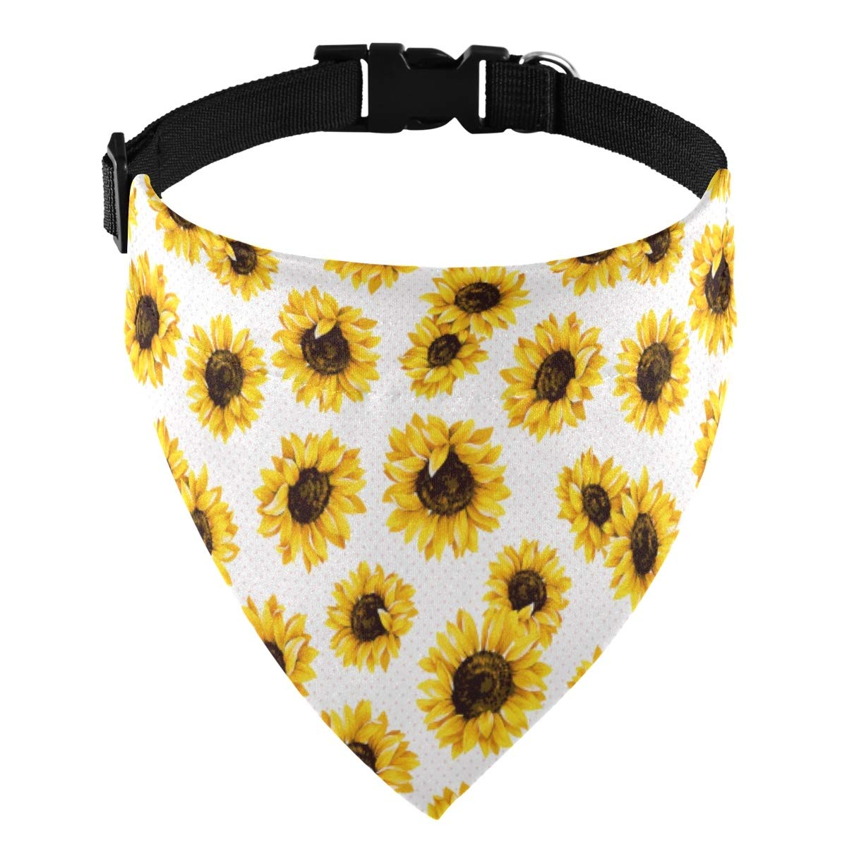 Adjustable Dog Collar with Detachable Sunflower Bandana - Breathable Red Triangle Scarf for Small & Medium Dogs - Perfect for Walks, Training & Outdoor Adventures