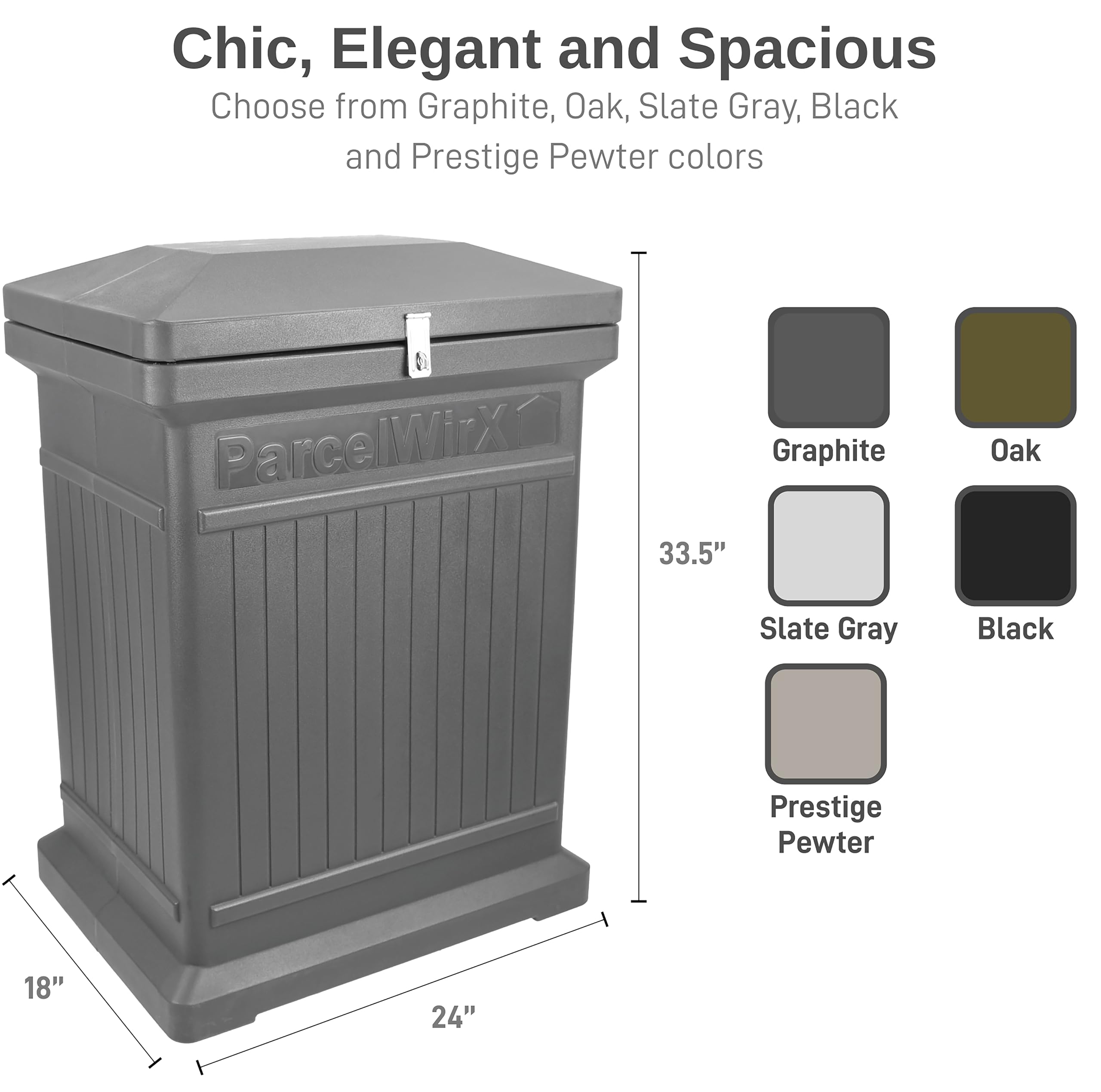 Premium Vertical Storage Cabinet - Lockable Package Delivery Box with Hinged Lid in Graphite | Secure Mail & Parcel Organizer for Home, Office & Porch | Durable Weatherproof Package Drop Box