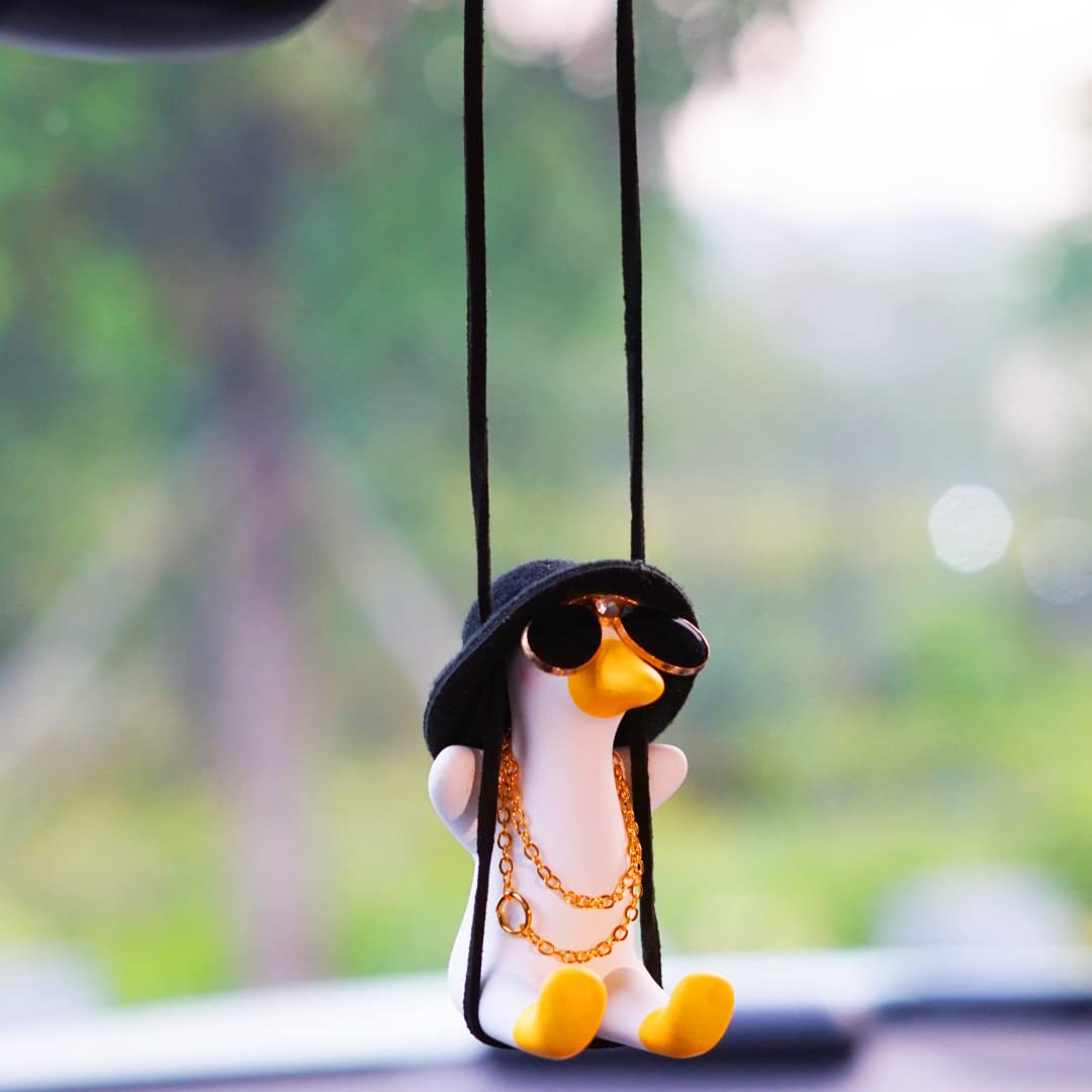 Funny Swinging Duck Car Hanging Ornament - Cute Rear View Mirror Accessories for Cars & Trucks - Cool Gift for Teens, Men & Women - Perfect for Road Trips & Daily Commutes