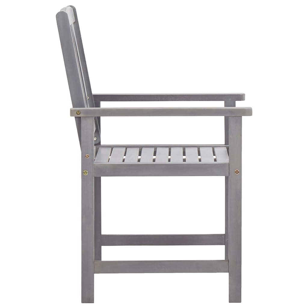 5-Piece Acacia Wood Patio Dining Set with Table & 4 Chairs - Durable Gray Outdoor Furniture for Garden, Backyard, and Poolside Relaxation