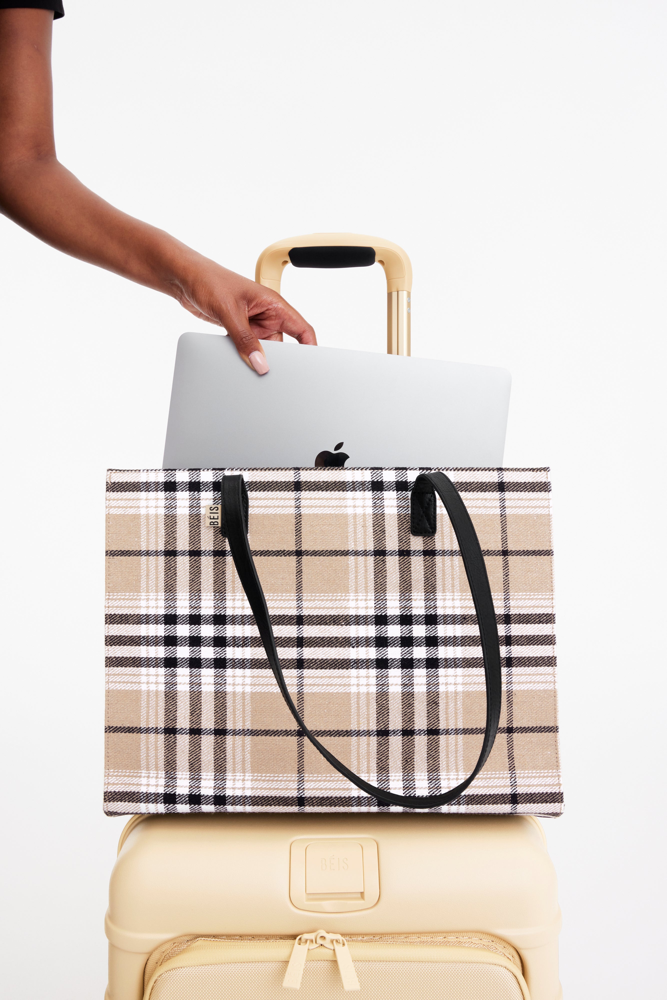 Stylish Plaid Work Tote Bag for Women - Professional Office Laptop Bag with Spacious Compartments | Perfect for Business Meetings, Commuting & Travel