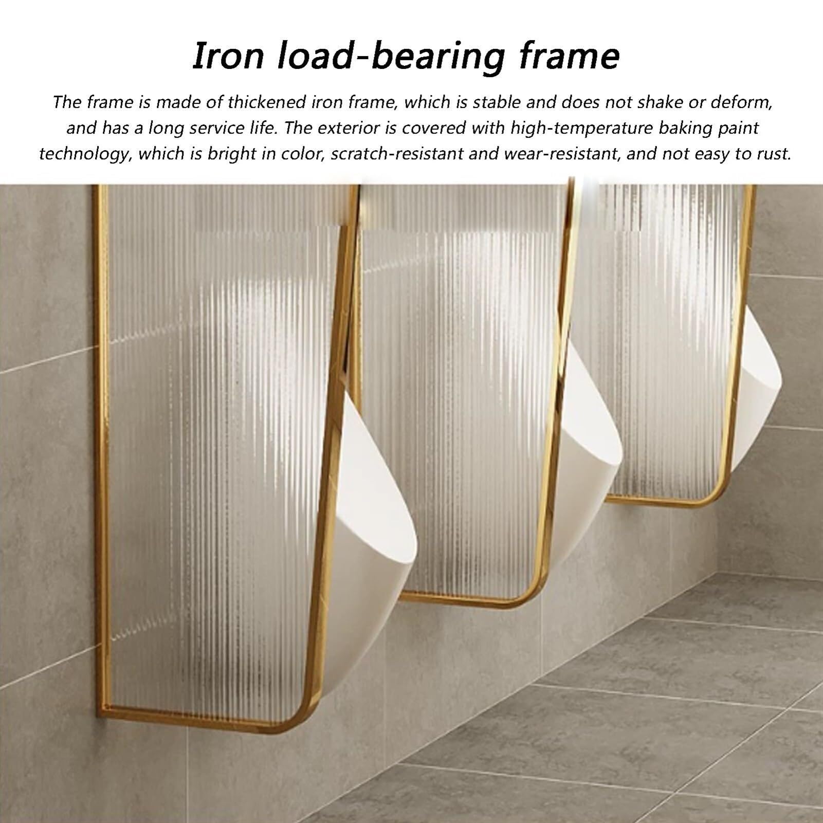 Stainless Steel Wall-Mounted Urinal Privacy Screen with Tempered Glass - Gold Toilet Partition for Men's Restroom - Durable Baffle Divider for Hotels, Restaurants & Bars (1PC) - Ideal for Commercial Spaces and High-Traffic Areas