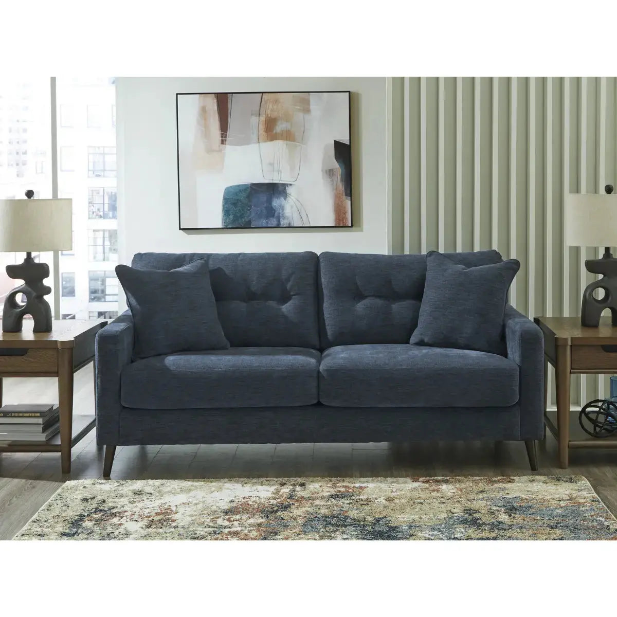Navy Blue Bixler Sofa - Modern Comfortable Couch for Living Room, Lounge & Home Decor