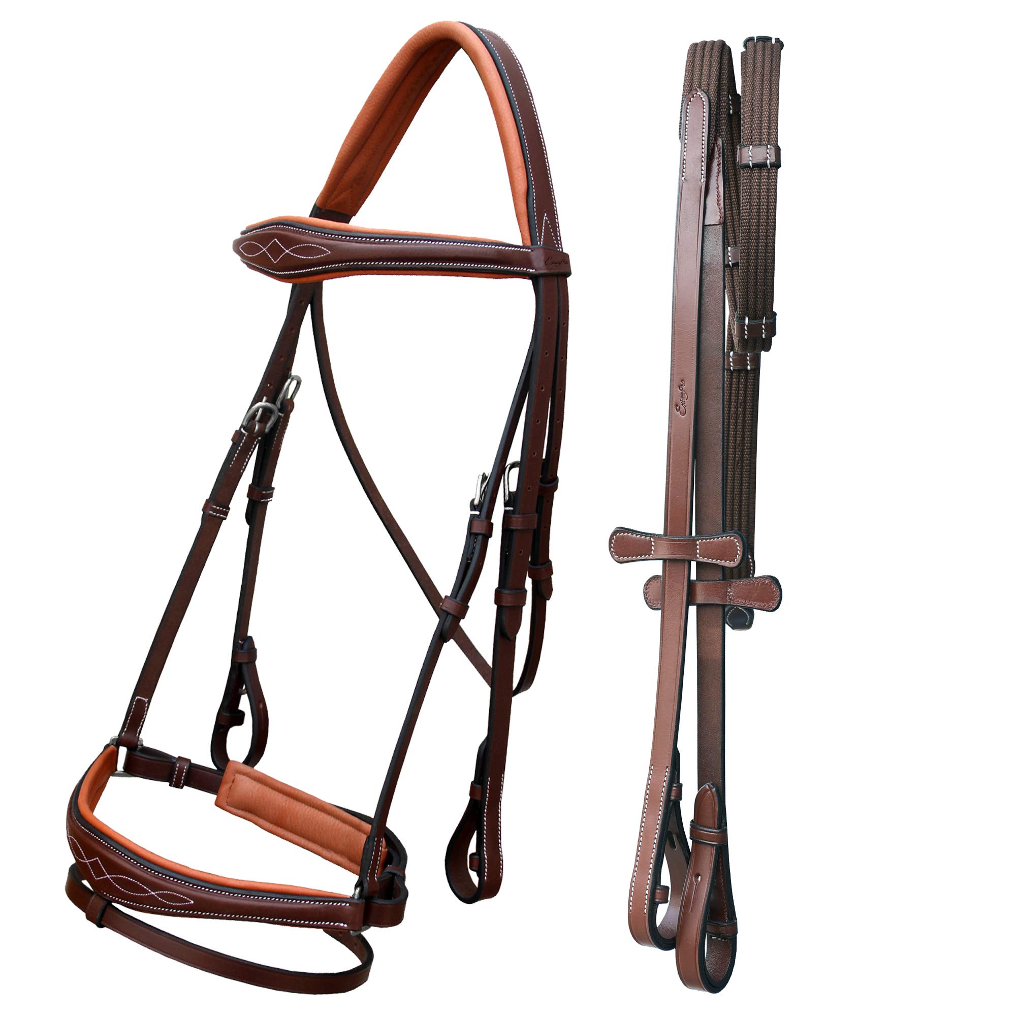 Premium Horse Dressage Bridle with Soft Padded Anatomic Crank Noseband & Reins - Comfortable Equestrian Training Gear for Dressage, Jumping & Show Riding
