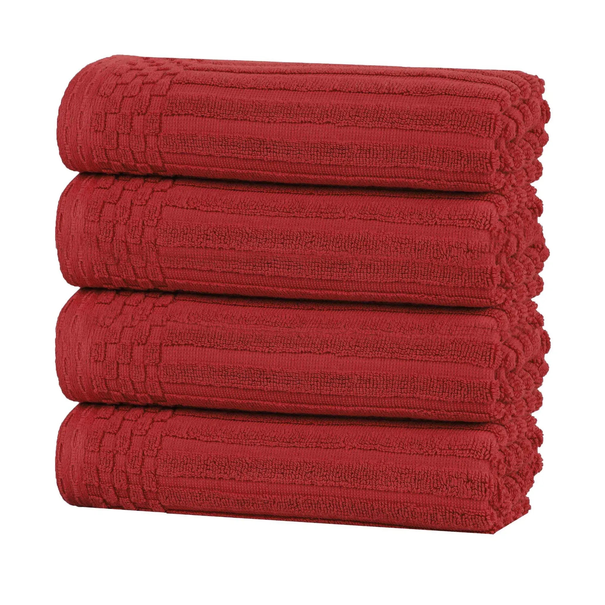 Premium Soho Ribbed Cotton Hand Towel Set - 4-Piece Ultra Absorbent Bath Towels for Kitchen, Bathroom & Gym - Soft & Quick-Drying