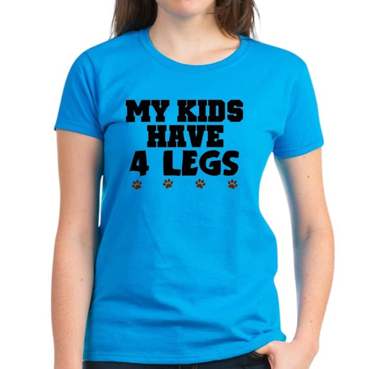 Funny 'My Kids Have 4 Legs' Women's Cotton T-Shirt - Pet Lover Gift Idea for Dog & Cat Owners - Perfect for Casual Wear, Vet Visits & Animal Shelter Volunteering
