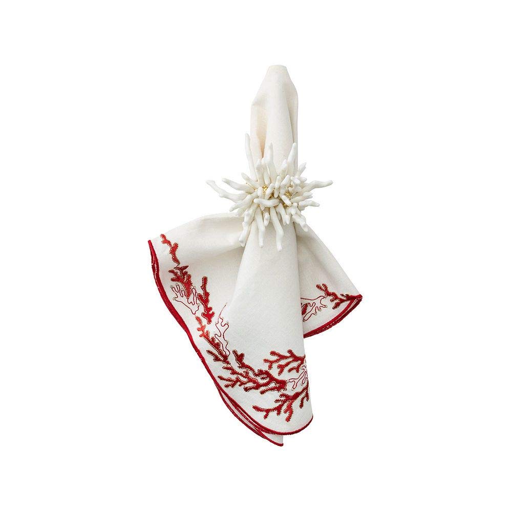 Kim Seybert Amalfi White Napkin Rings - Set of 4 Elegant Tableware Accessories for Fine Dining & Wedding Decor