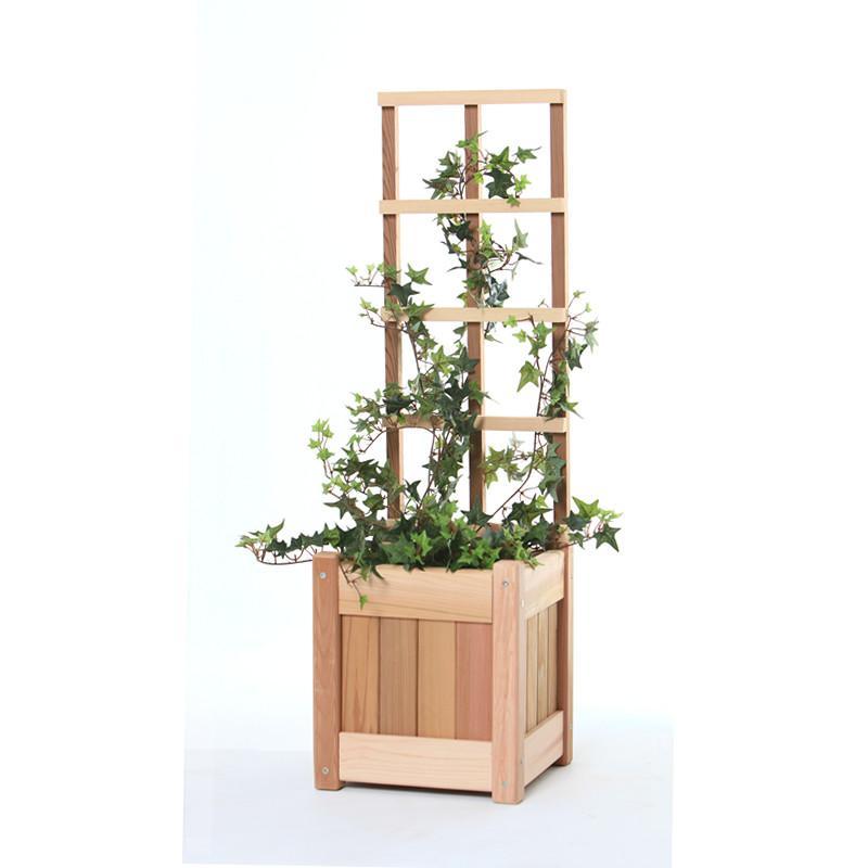 Premium Cedar Planter with Trellis Set - Natural Wood Raised Garden Box for Climbing Plants, Flowers & Vegetables | Outdoor Patio, Balcony & Backyard Decor
