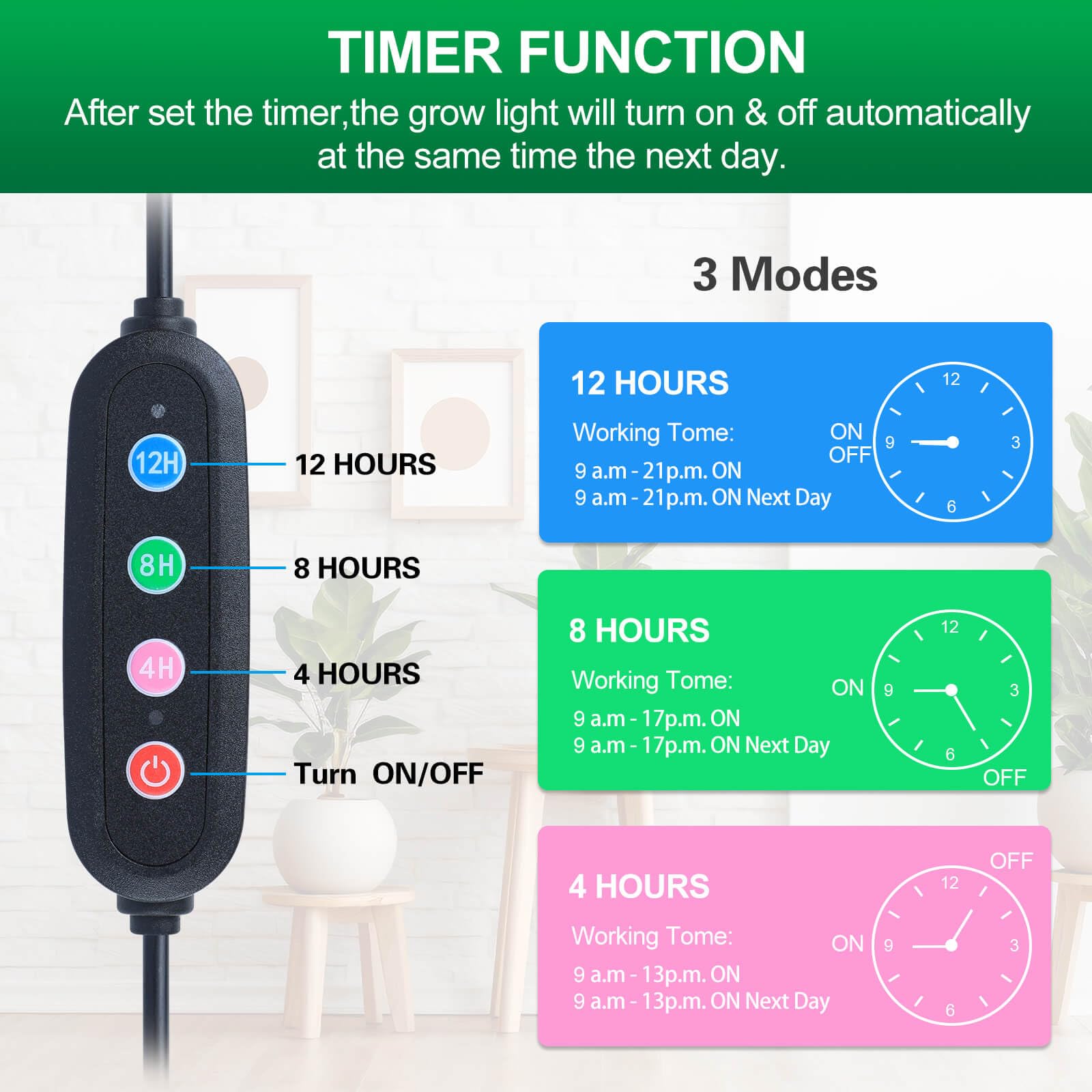 Clip-On Full Spectrum Grow Light with Timer - 27W Brightest LED Plant Light for Indoor Plants, Bonsai, Seedlings & Seed Starting | Perfect for Home Gardening, Hydroponics & Indoor Plant Shelves