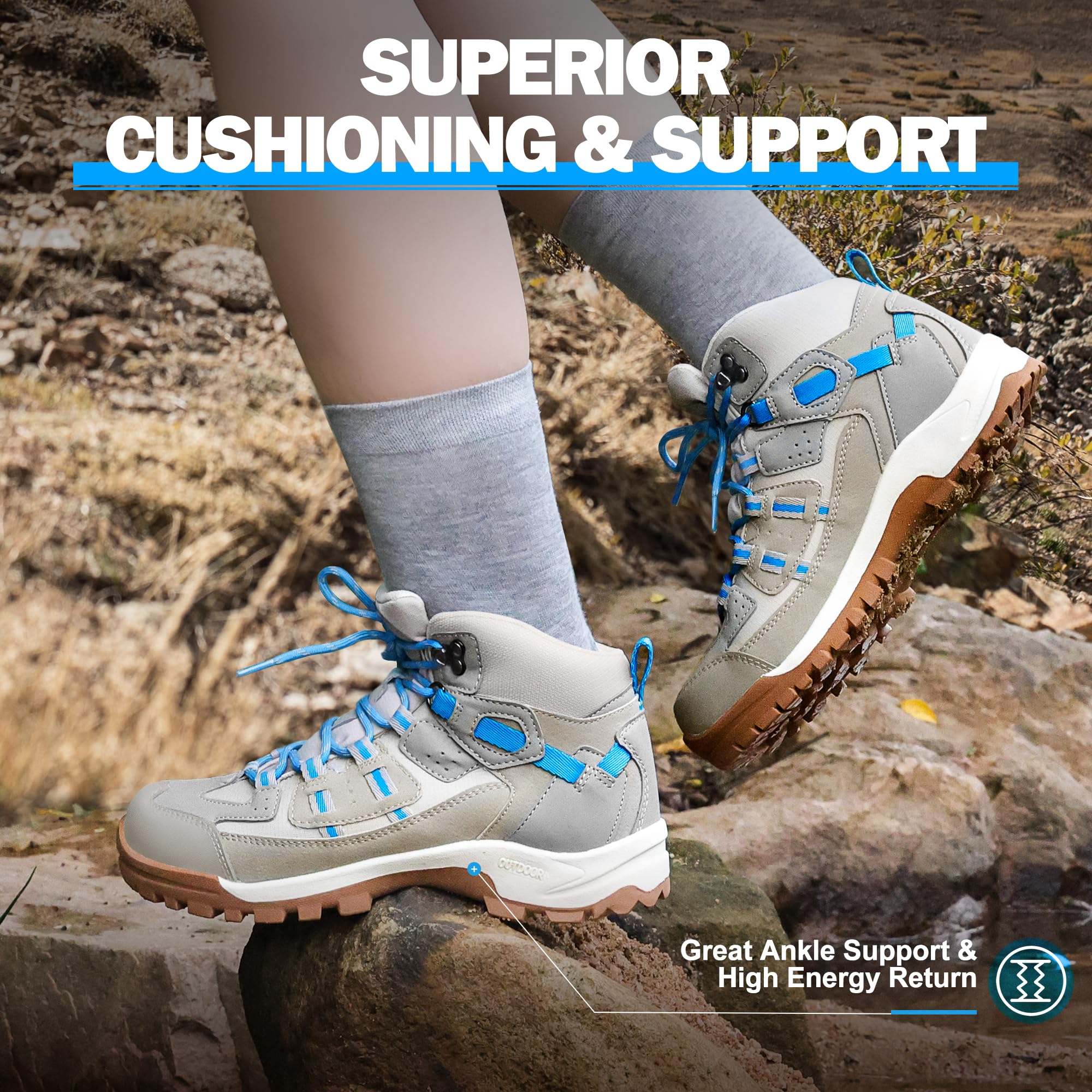 Waterproof Non-Slip Women's Hiking Boots - Lightweight Comfortable Outdoor Walking Shoes for Trail, Camping & Trekking | R CORD Women's Hiking Footwear