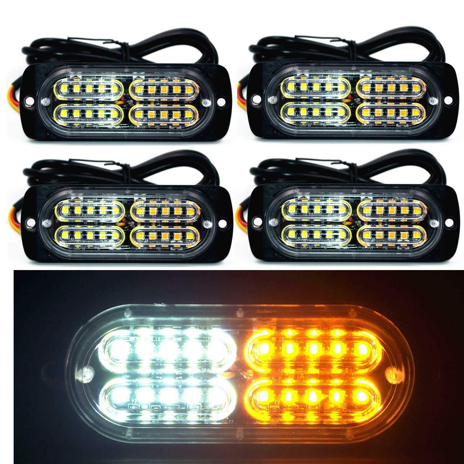 MASO 20LED Side Marker Lights - Yellow & White Truck Trailer Warning Lamps (4PCS) for Enhanced Road Safety | Perfect for Semi Trucks, Trailers & Commercial Vehicles in Low Visibility Conditions