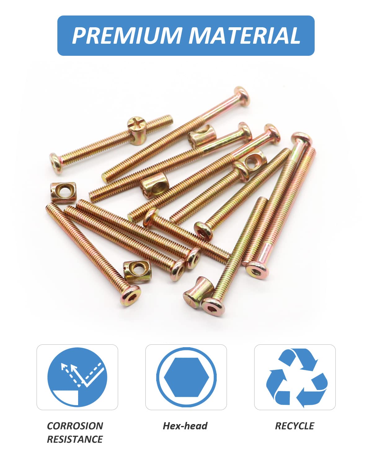 Baby Crib Screws Replacement Kit - 16pcs M6 Bed Frame Bolts & Nuts Set for Secure Assembly