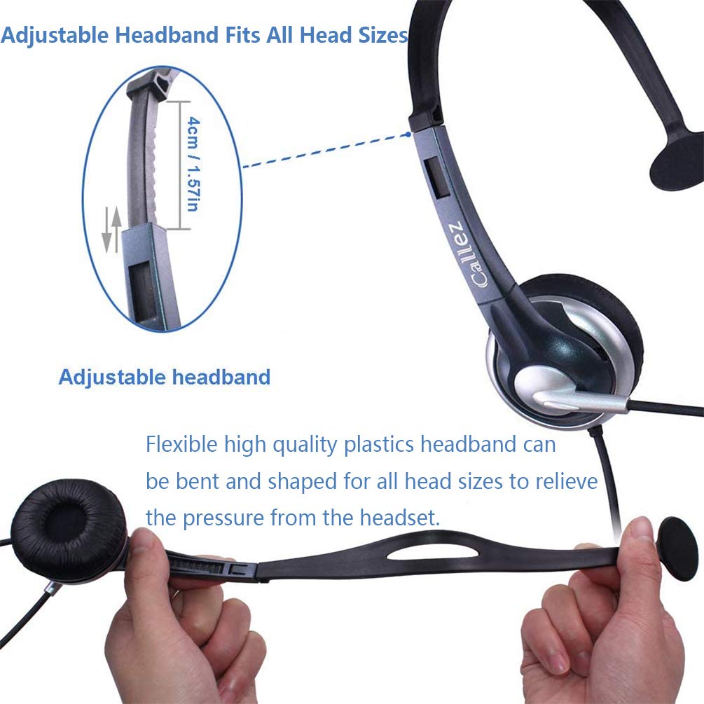 Noise Cancelling Computer Headset with Microphone - 3.5mm Wired Headphones for iPhone, Samsung, PC, Laptop, Tablet - Perfect for Skype Calls, Webinars, Online Classes, Call Center & Office Work
