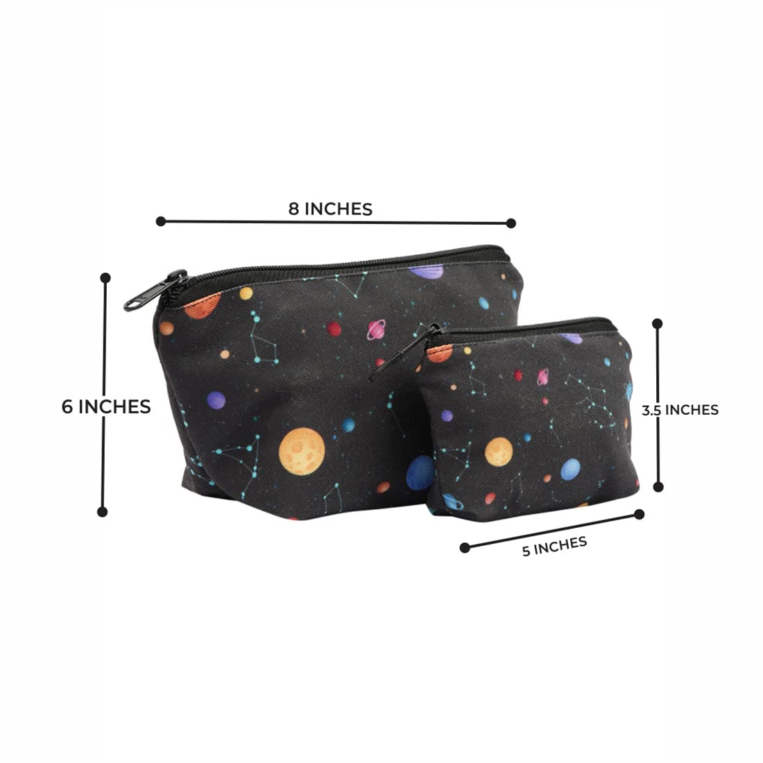 Crazyify Printed Makeup Pouch Set of 2 - Waterproof Cosmetic Bag & Travel Toiletry Organizer for Women | Perfect for Makeup Brushes, Skincare, Jewelry & Travel Essentials (Home, Gym, Vacation Use)